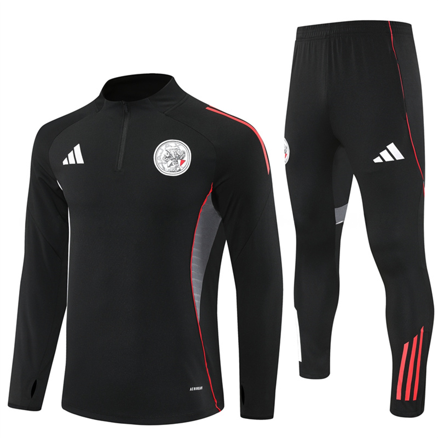 Ajax 25-26 Long Sleeve Training Set - Black Top and Black Pants - JerseysGala