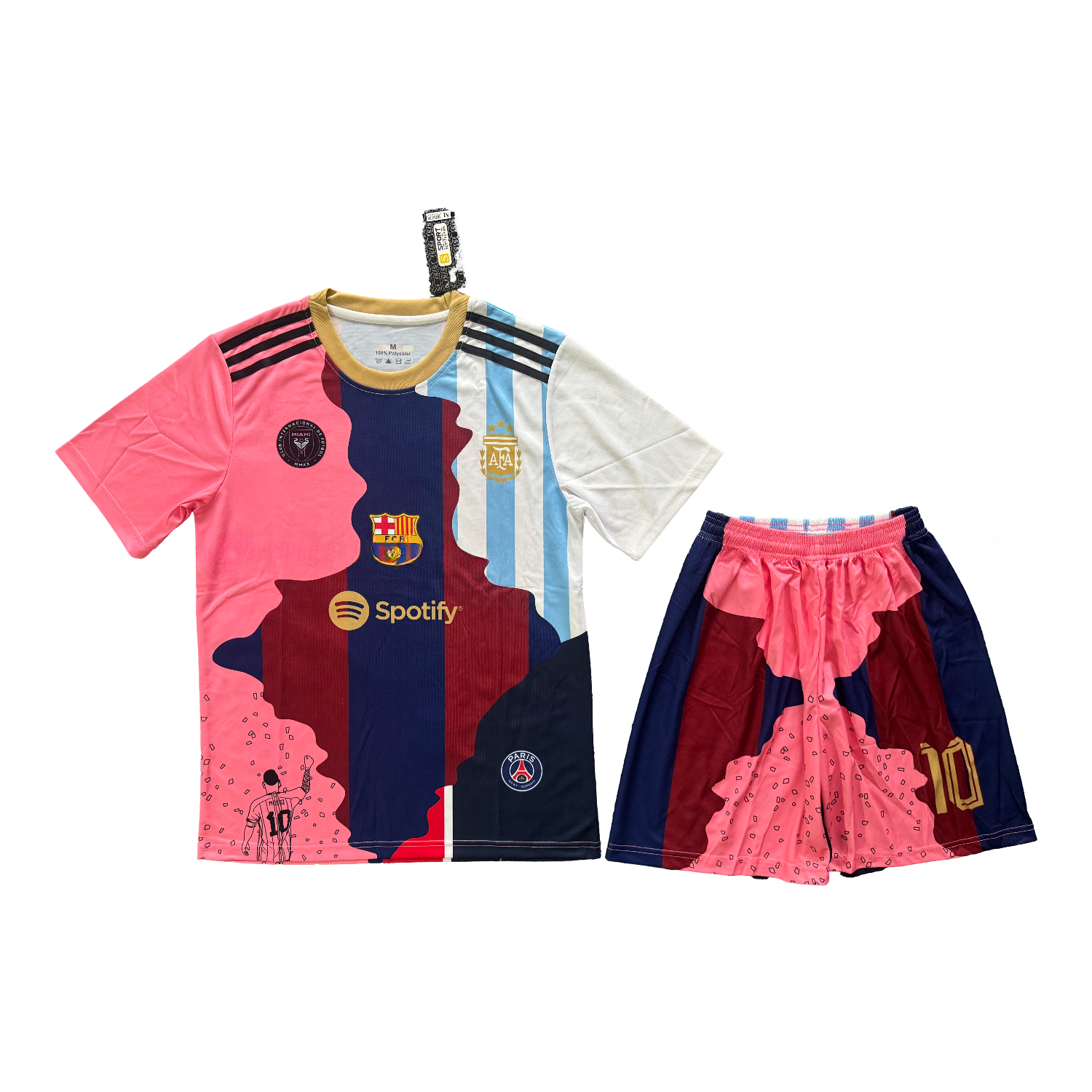 Messi Career Commemorative Men's Adult Jersey Set - Fans Versionwith Messi #10 - Barcelona Argentina Paris Saint-Germain PSG INT M.A.M - JerseysGala