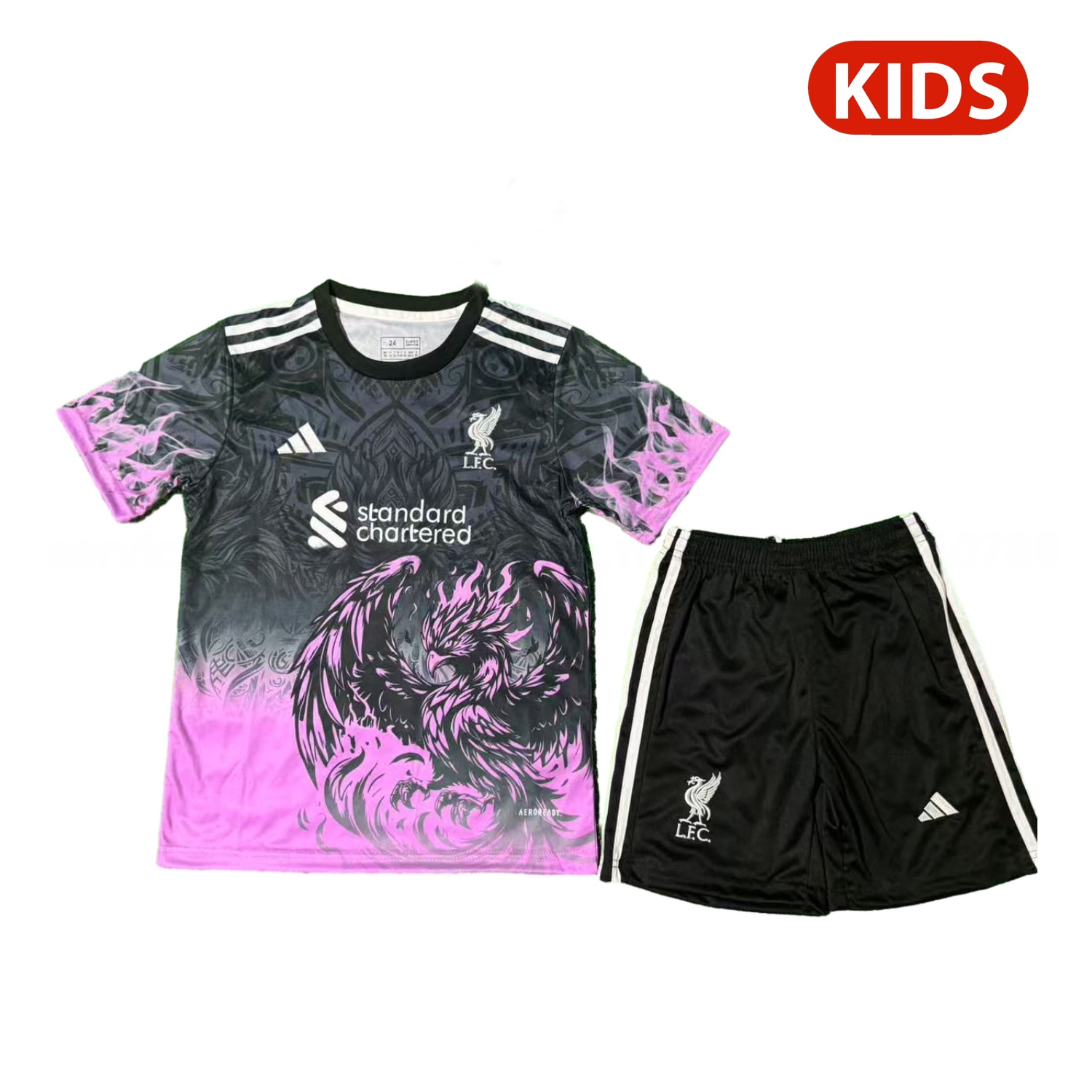 Liver.pool 25-26 Purple Liver.pool Bird Black Special Kids Kit - JerseysGala