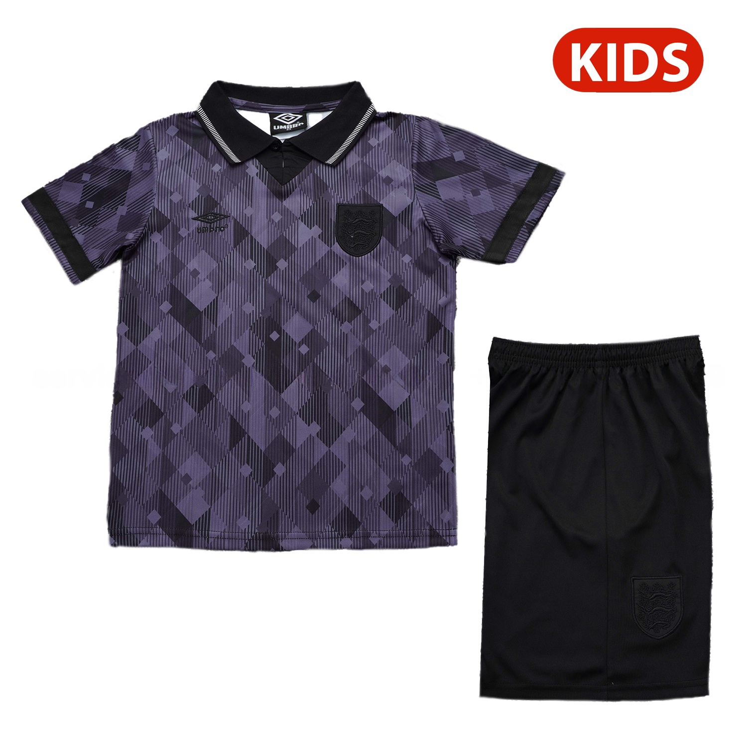 Retro England 1990 Black Special Kids Kit - JerseysGala