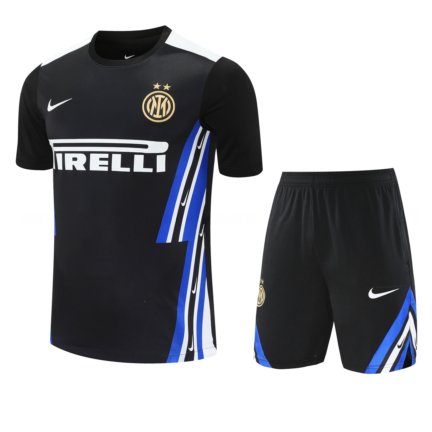 Inter Milan 25-26 Short-Sleeve Training Set - Black Top & Black Shorts - JerseysGala