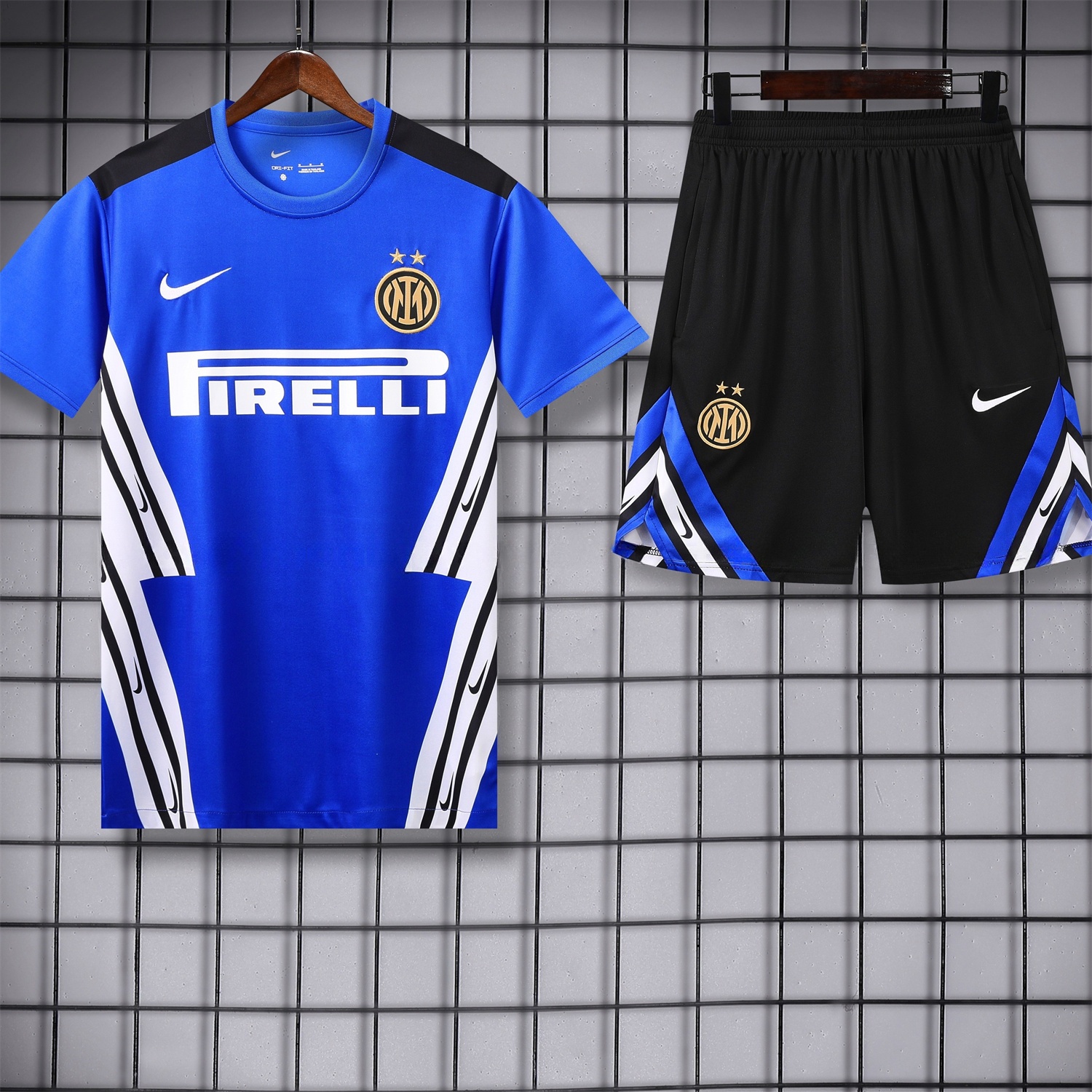 Inter Milan 25-26 Short-Sleeve Training Set - Blue Top & Black Shorts - JerseysGala