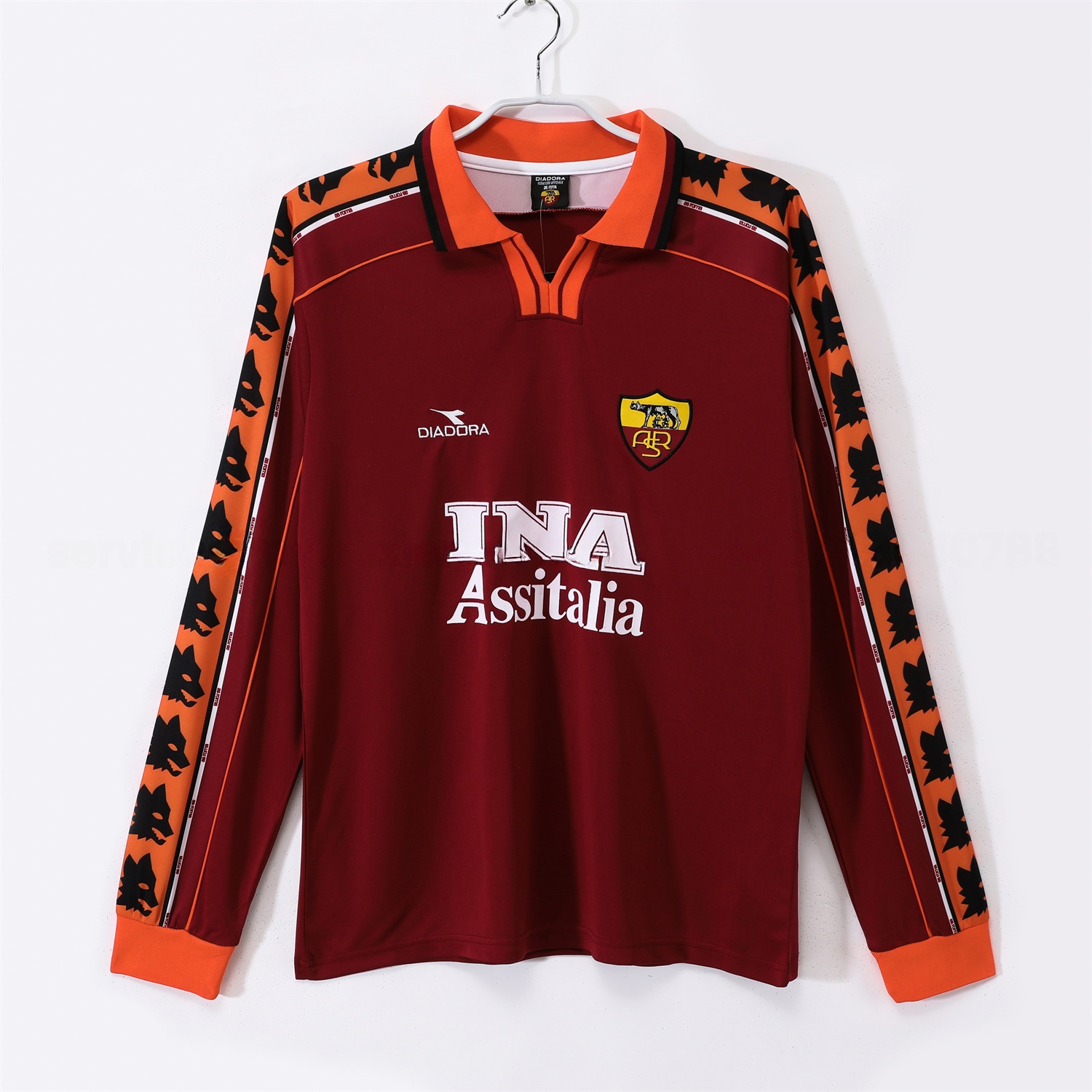 Retro Roma 1998-99 Home Long Sleeves Jersey - JerseysGala