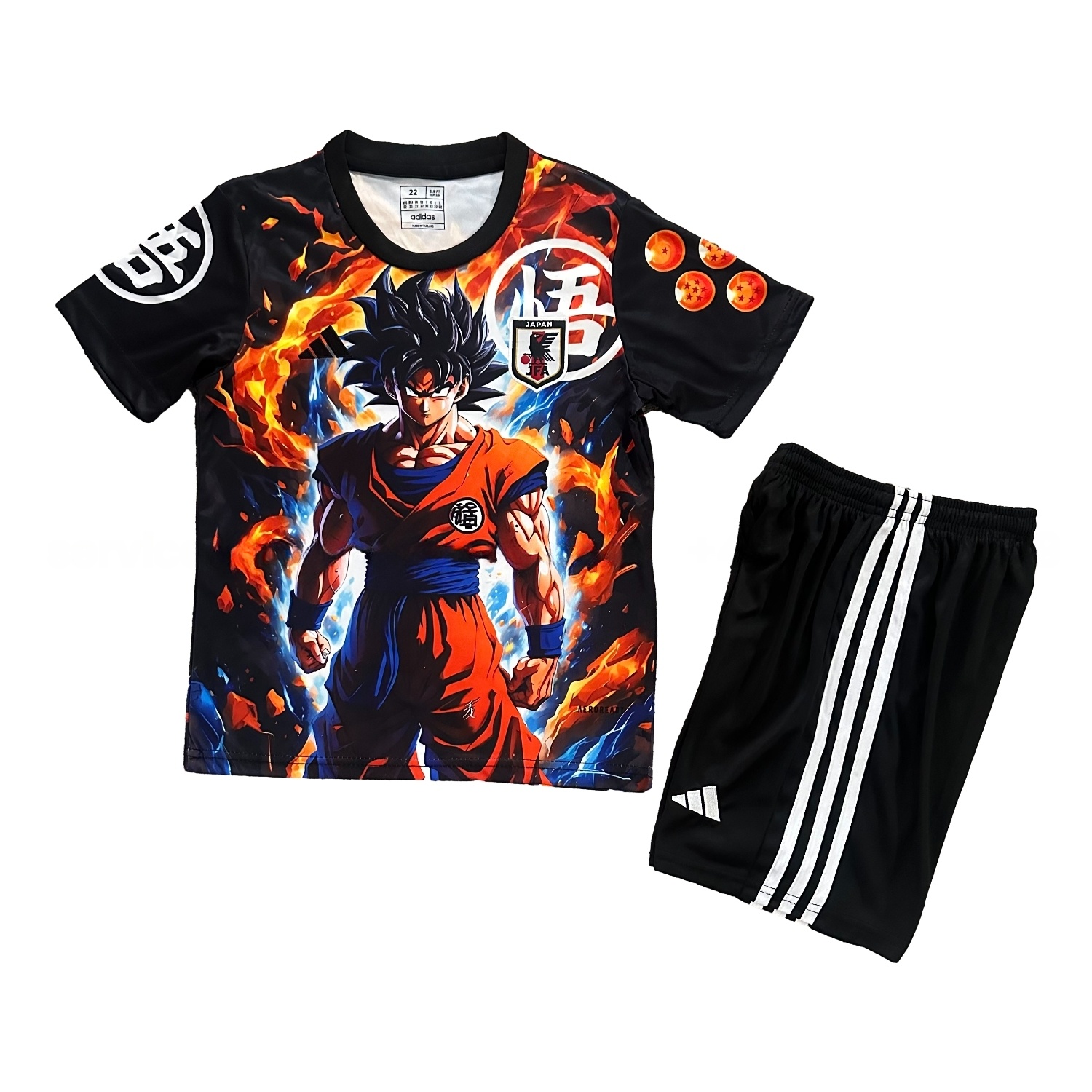 Japan 25-26 Red Blue Flame Son Goku Special Kids Kit - JerseysGala