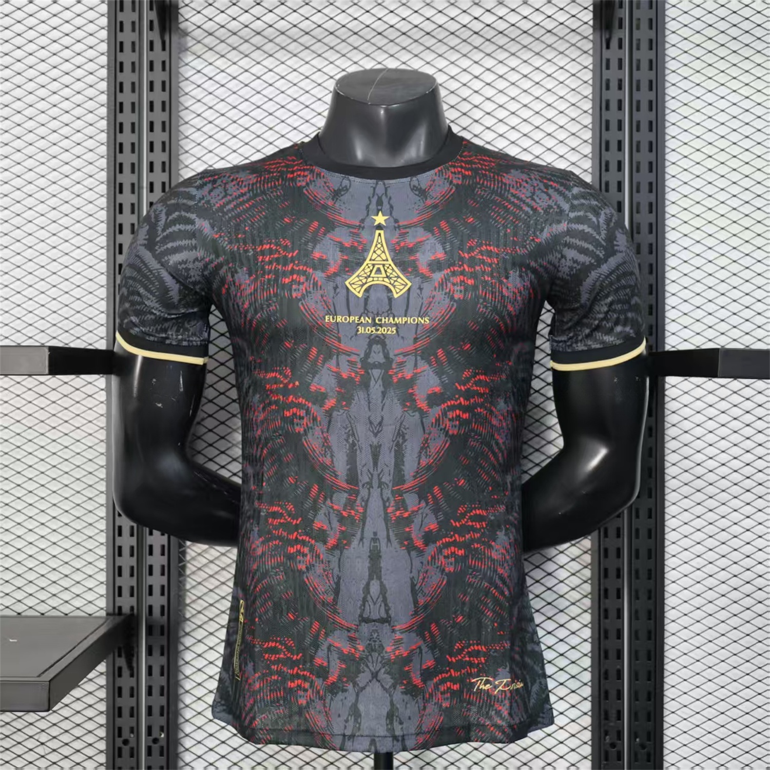Paris Saint-Germain PSG 25-26 Champions League Commemorative Edition Black Red Eiffel Tower Jersey - Player Version - JerseysGala