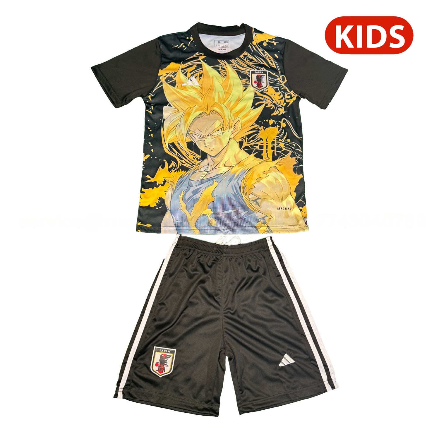 Japan 25-26 Golden Super Saiyan Black Special Kids Kit - JerseysGala