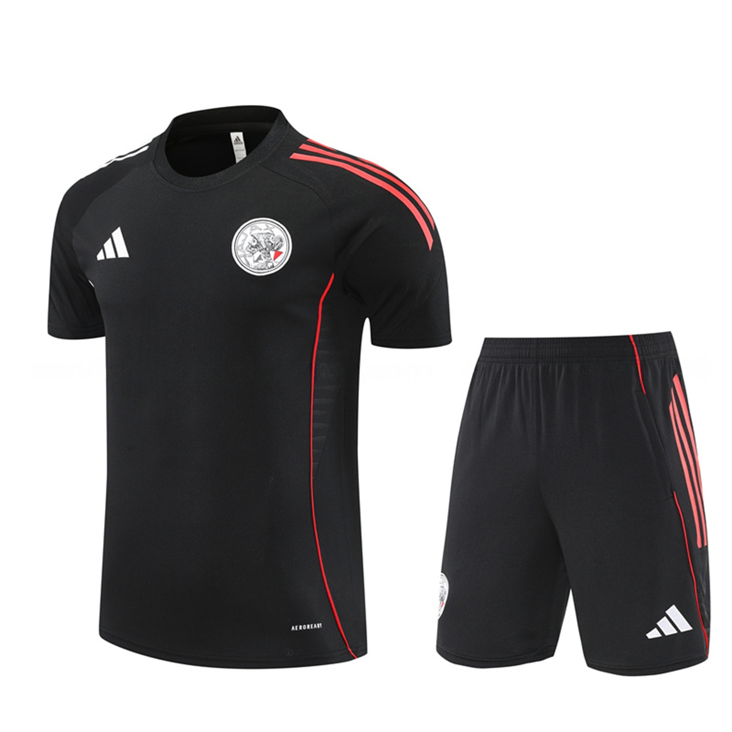 Ajax 25-26 Short-Sleeve Training Set - Black Top and Black Shorts - JerseysGala