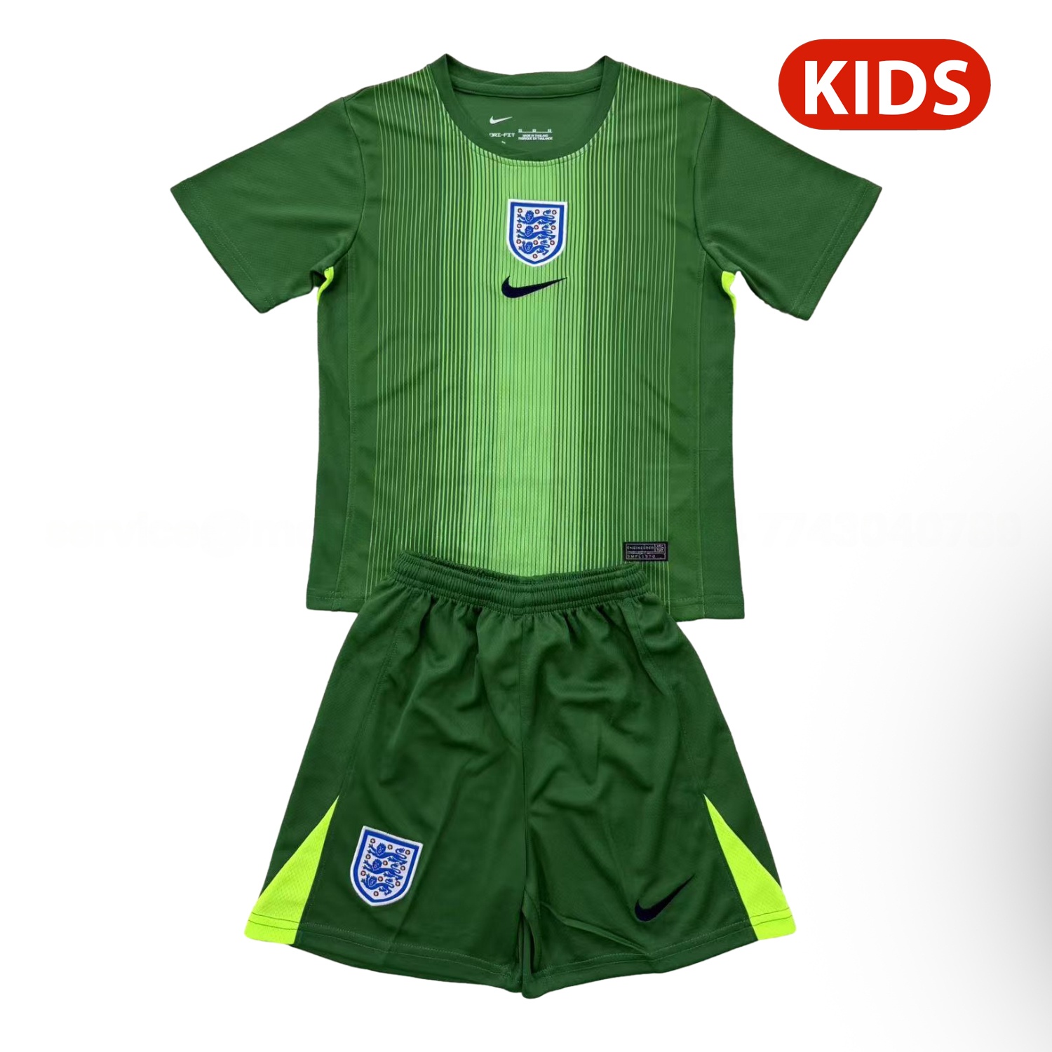 England 25-26 Green Goalkeeper Kids Kit - JerseysGala
