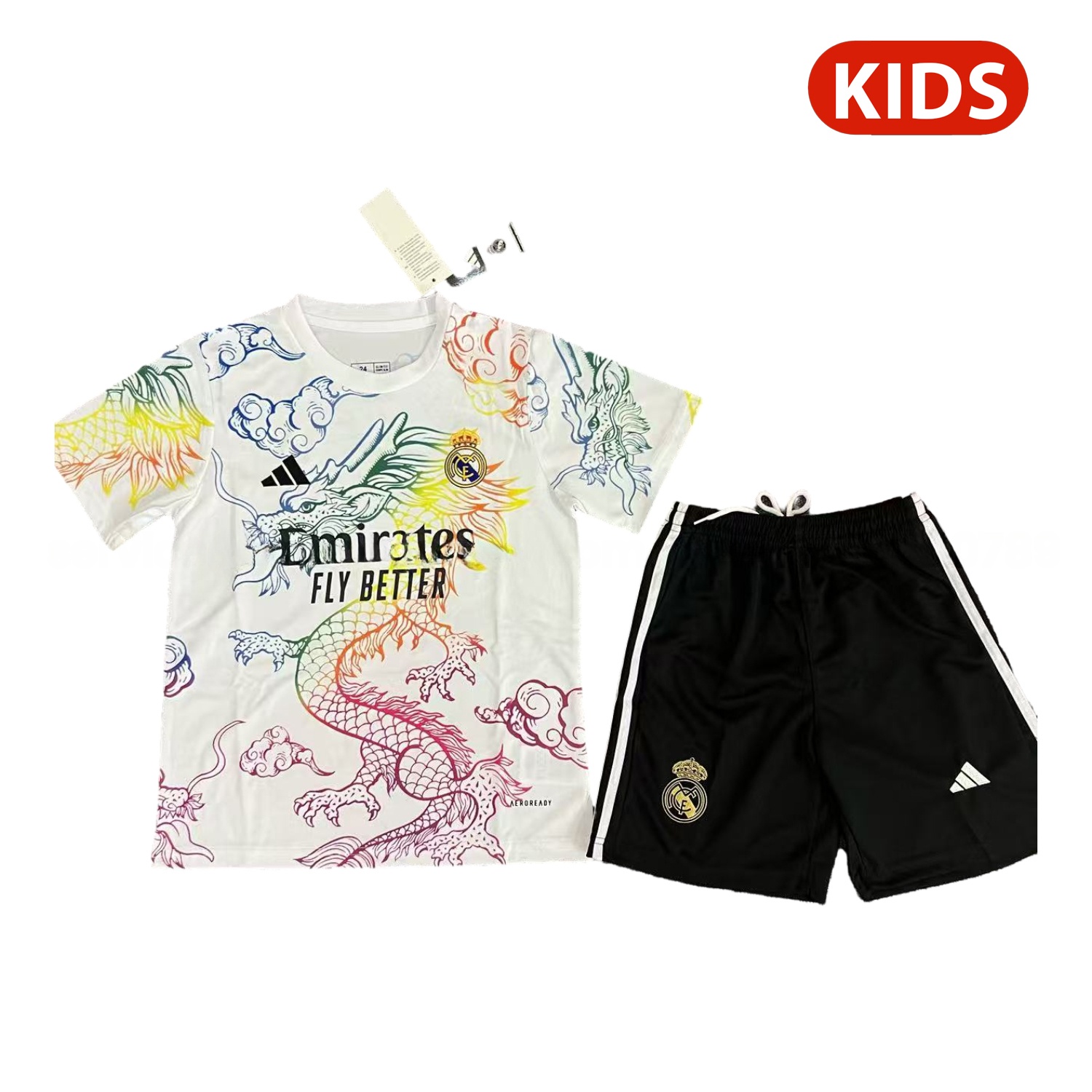 Real Madrid 25-26 Colorful Dragon White Special Kids Kit - JerseysGala