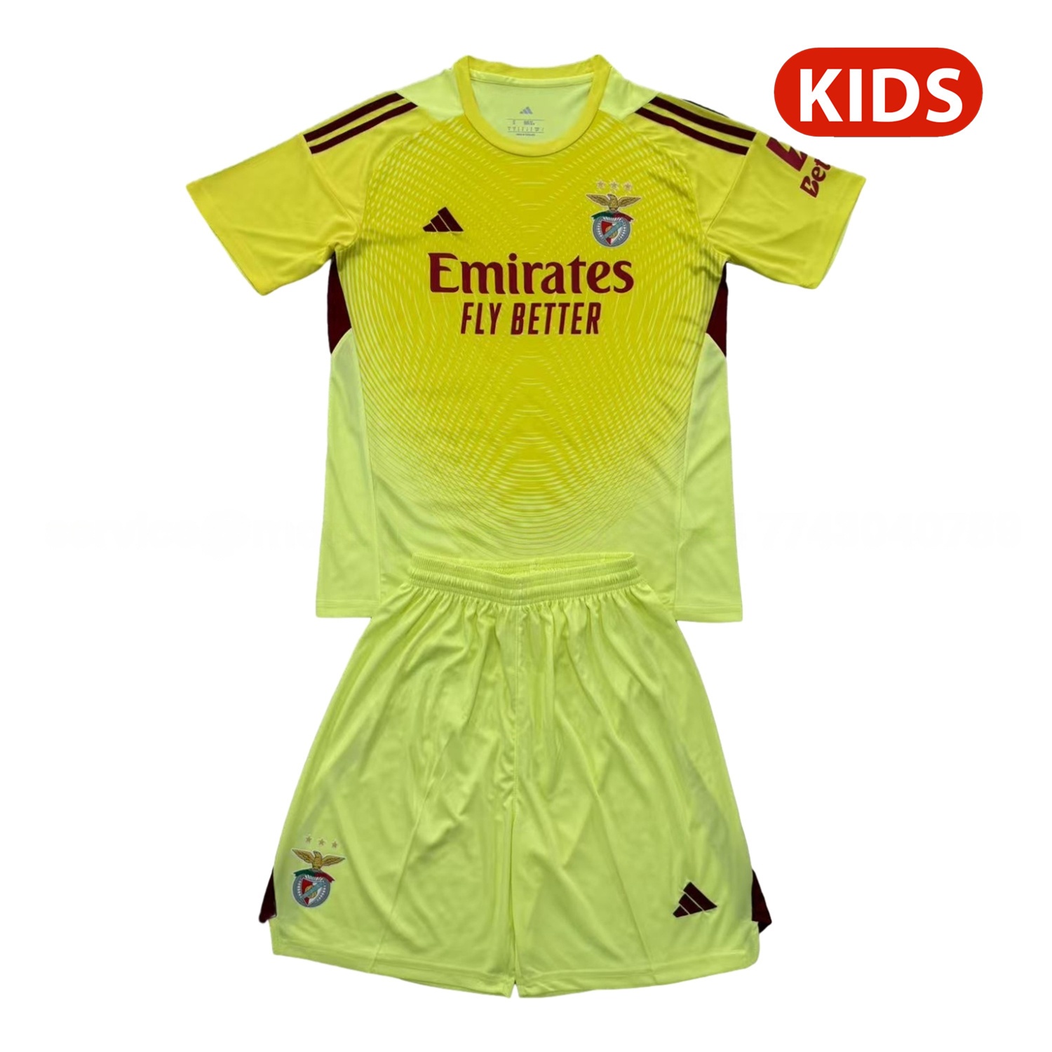 Benfica 25-26 Yellow Goalkeeper Kids Kit - JerseysGala