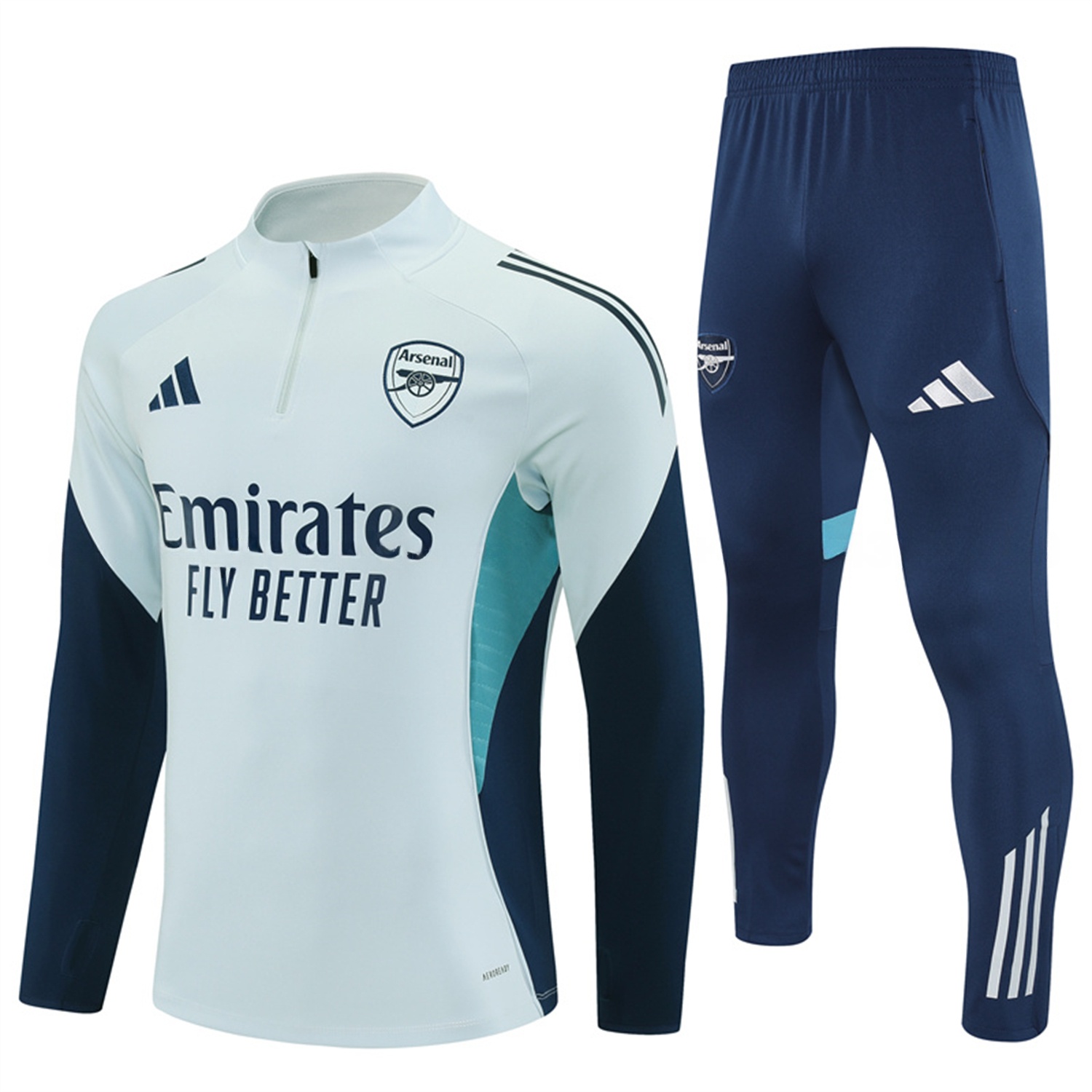 Arsenal 25-26 Long Sleeves Training Set - Light Grey Top & Blue Pants - JerseysGala