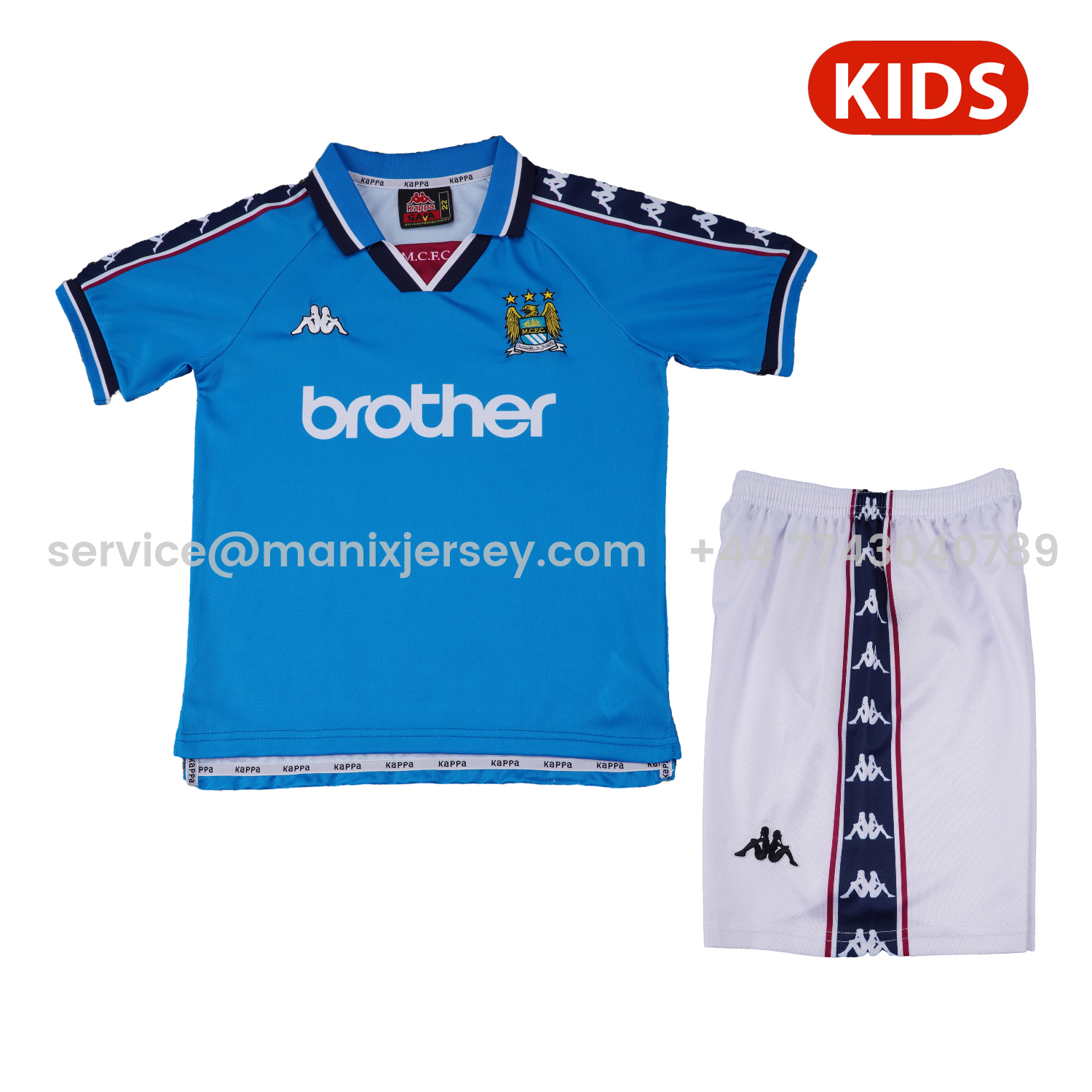 Retro Manchester City 1997-98 Home Kids Kit - JerseysGala
