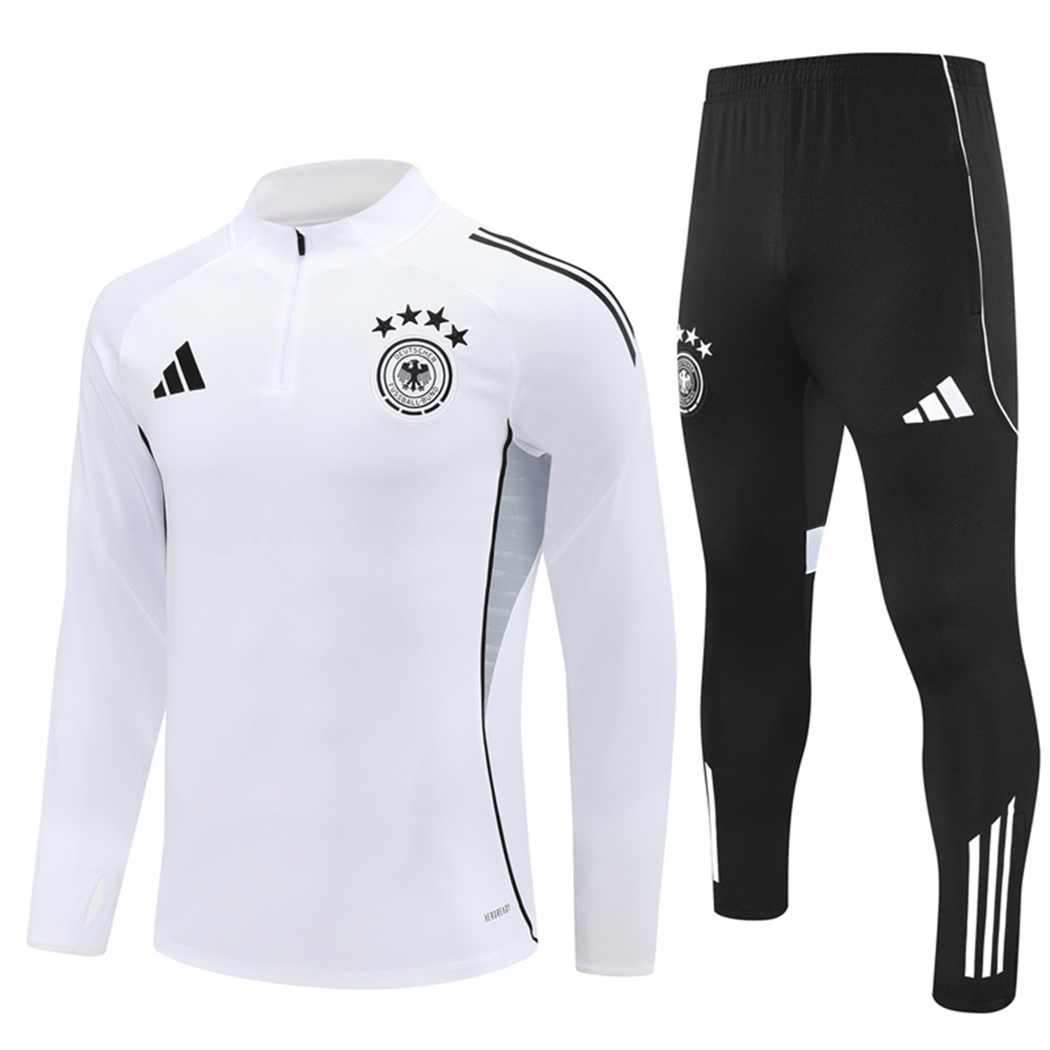 Germany 25-26 Long Sleeve Training Set - White Top and Black Pants - JerseysGala