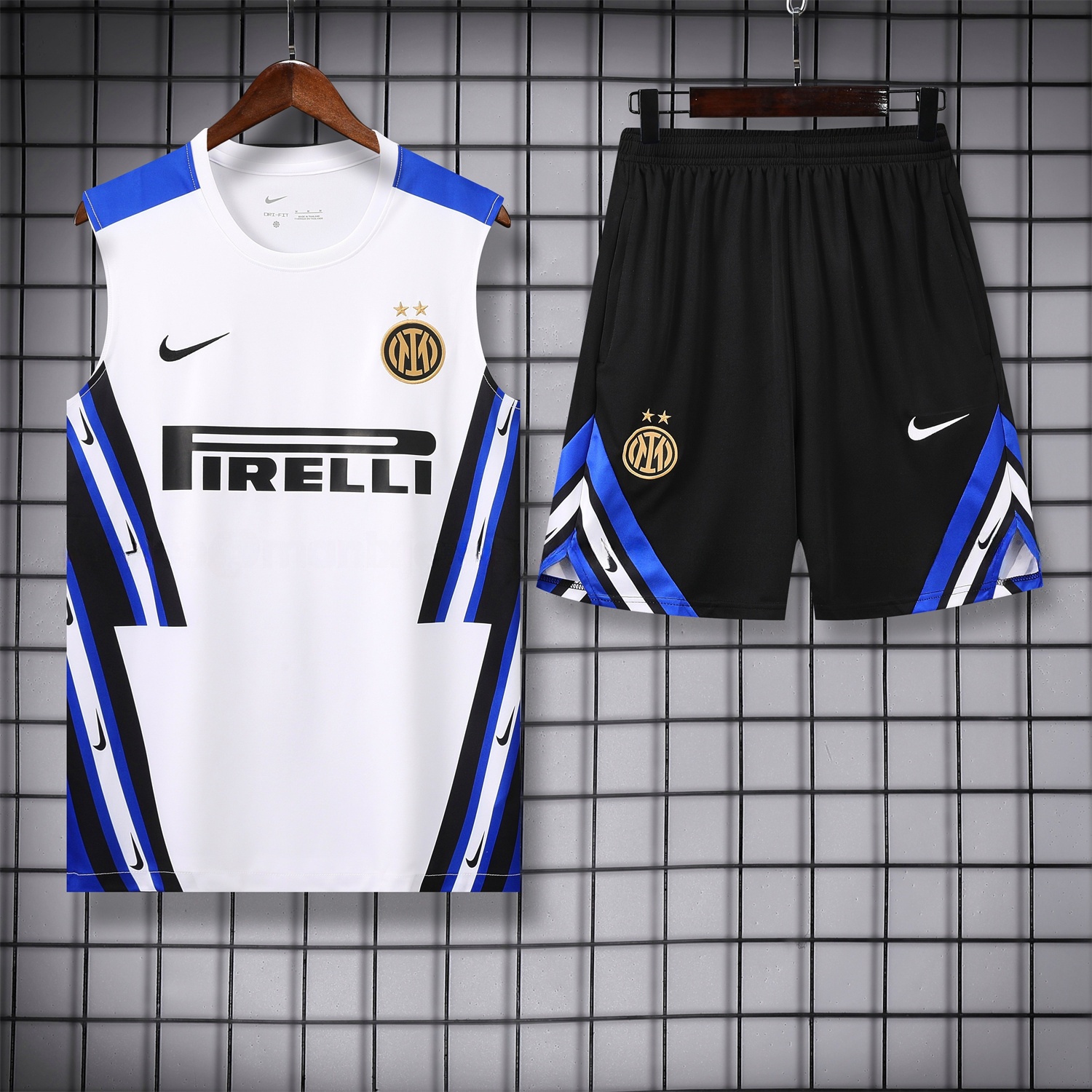 Inter Milan 25-26 Vest Training Set - White Vest & Black Shorts - JerseysGala