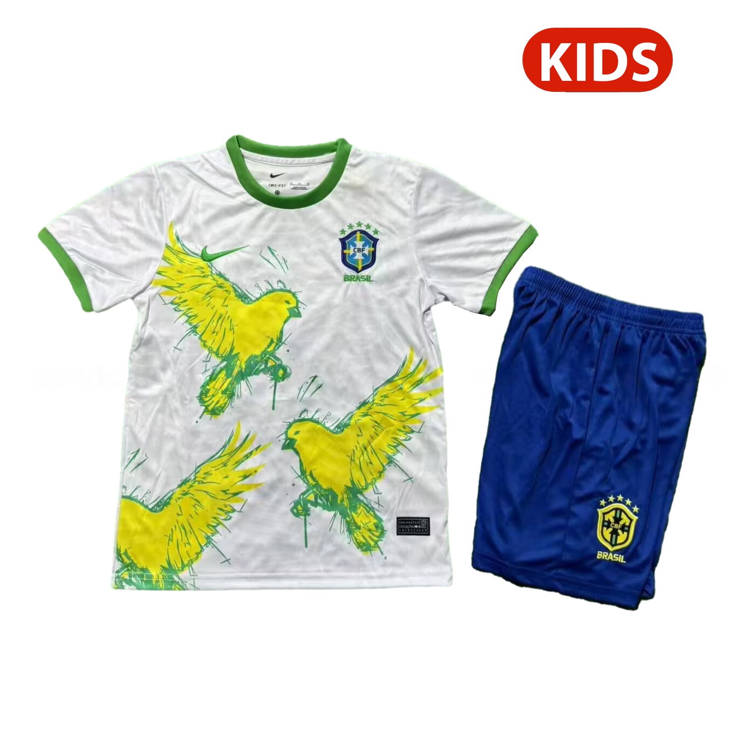 Brazil 25-26 Yellow Peace Dove White Special Kids Kit - JerseysGala