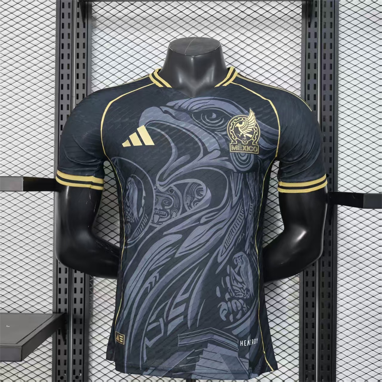 Mexico 25-26 Grey Eagle Sketch Black Gold Special Jersey - Player Version - JerseysGala
