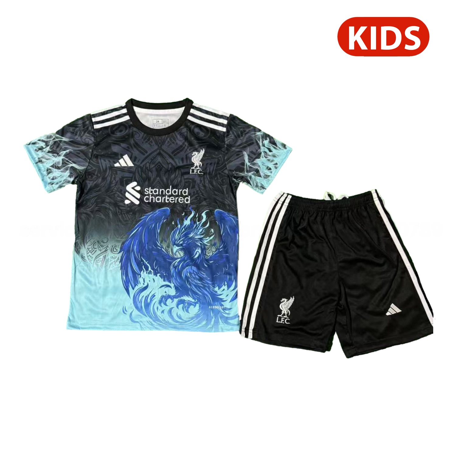 Liver.pool 25-26 Blue Liver.pool Bird Black Special Kids Kit - JerseysGala