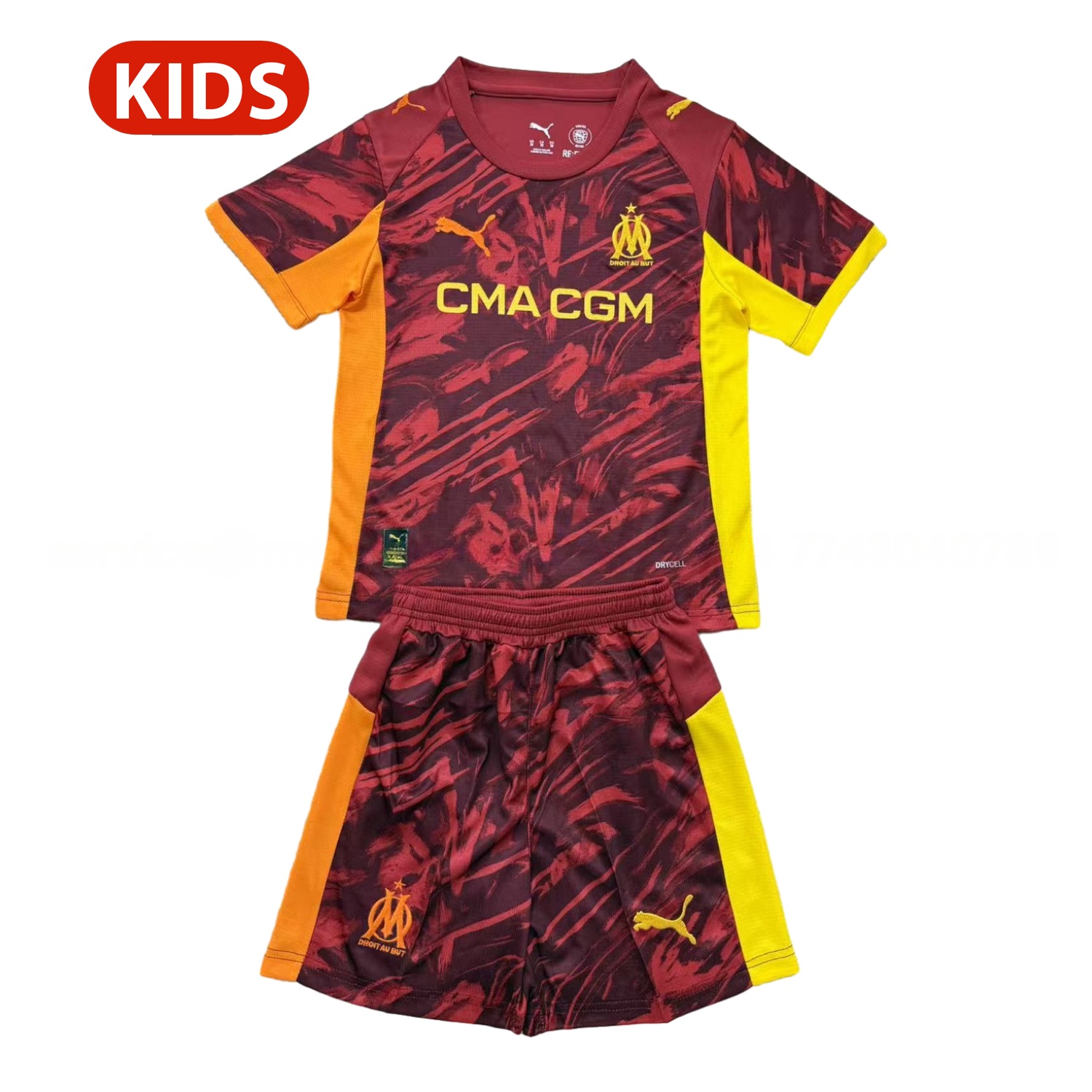 Marseille 25-26 Deep Red Goalkeeper Kids Kit - JerseysGala