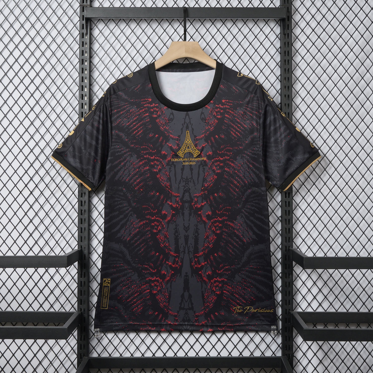 Paris Saint-Germain PSG 25-26 Champions League Commemorative Edition Black Red Eiffel Tower T-shirts - JerseysGala