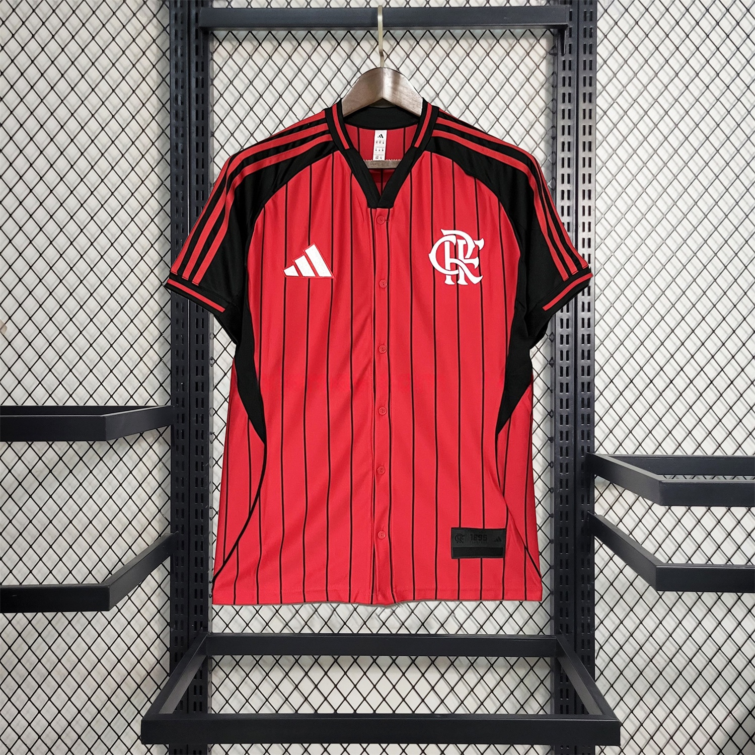 Flamengo 25-26 Red Baseball Jersey with Black Stripes - JerseysGala