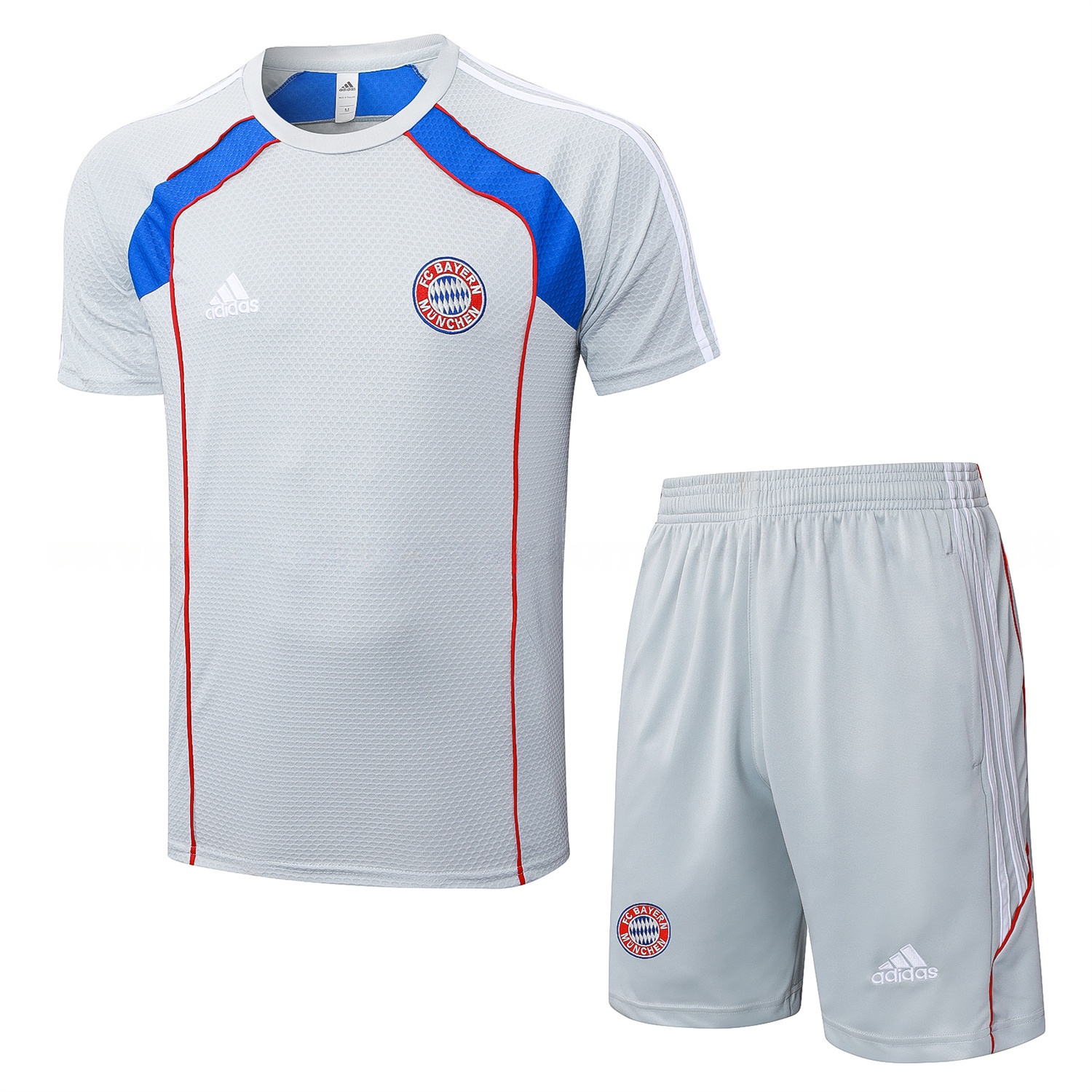 Bayern Munich 25-26 Short-Sleeve Training Set - Grey Throwback Top & Shorts - JerseysGala