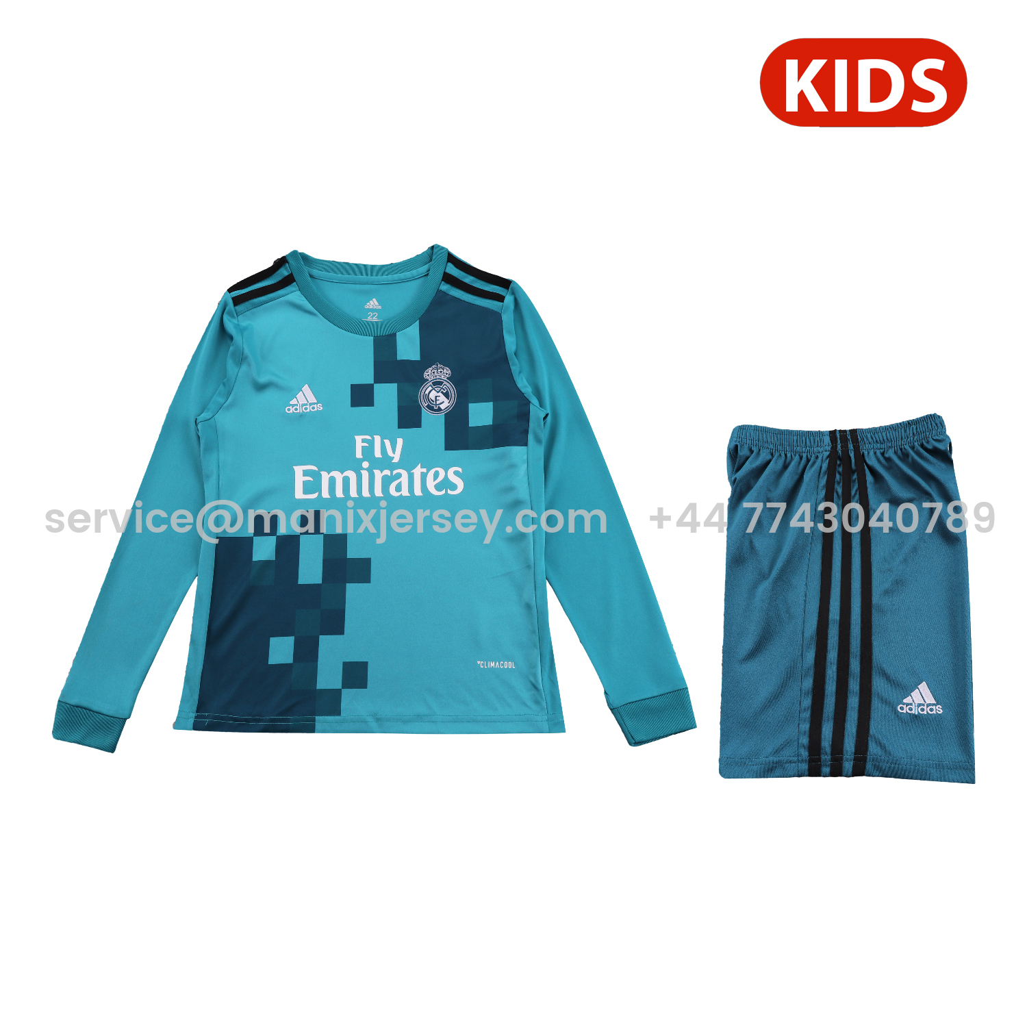 Retro Real Madrid 17-18 Third Long Sleeves Kids Kit - JerseysGala