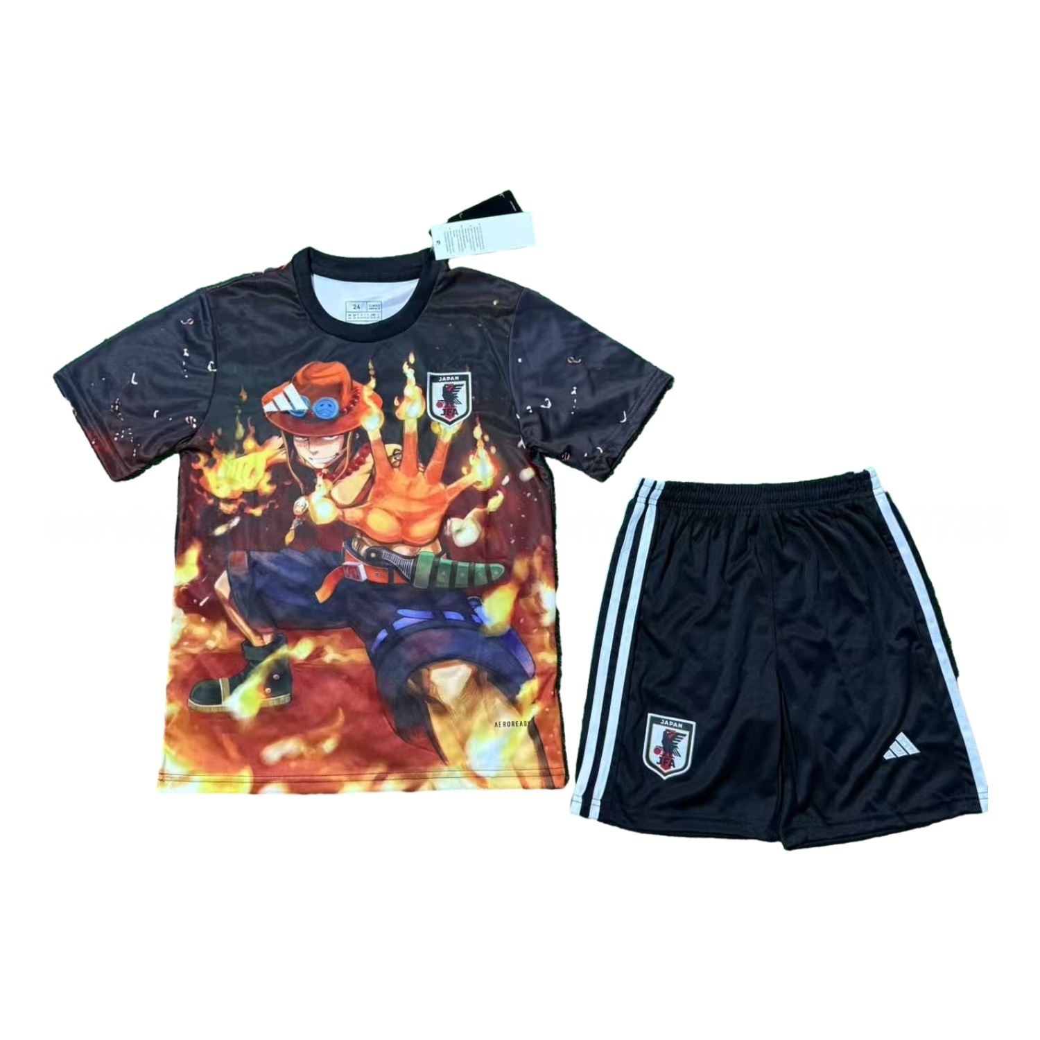 Japan 25-26 Fire Boy Ace Black Special Kids Kit - JerseysGala
