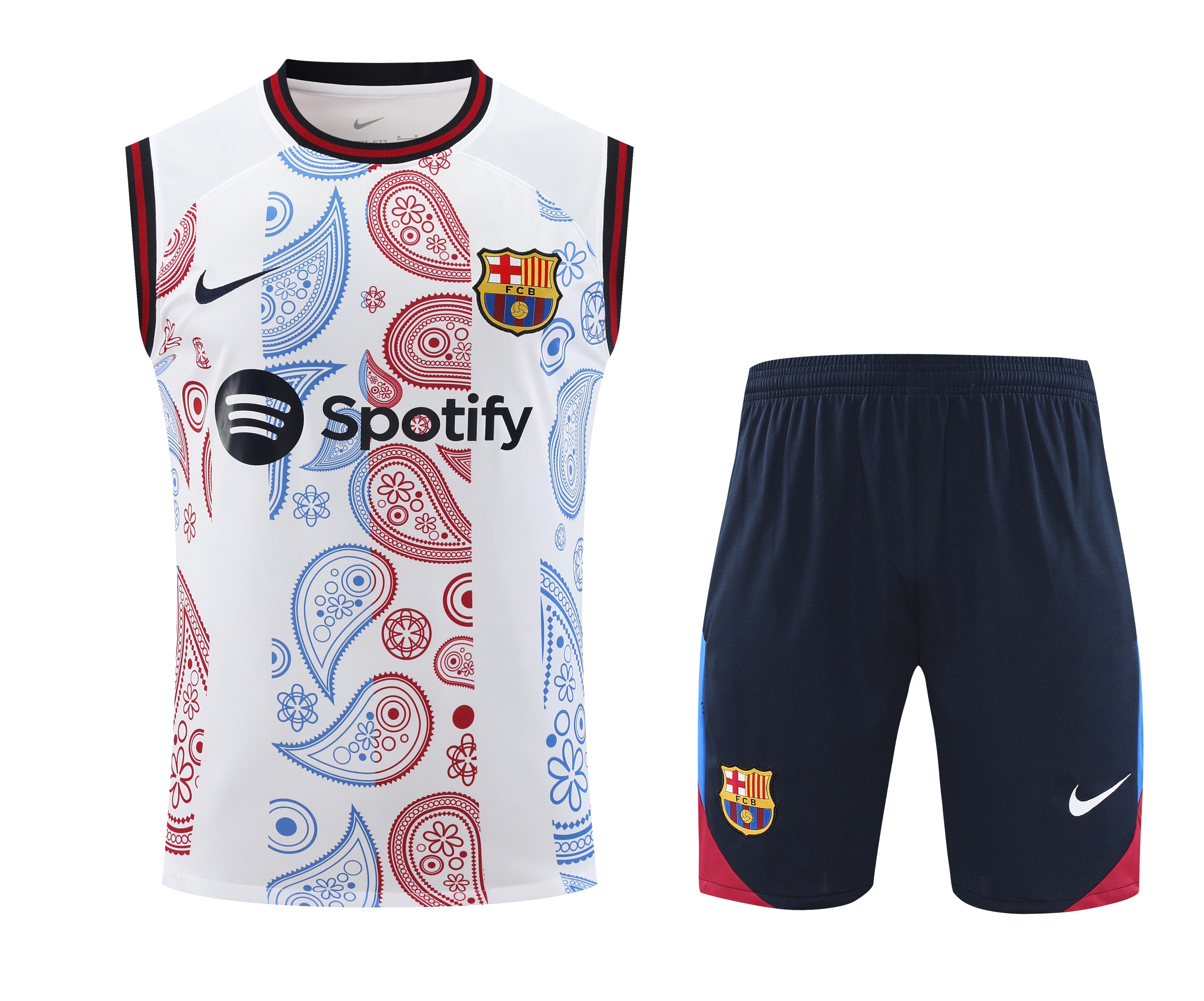 Barcelona 24-25 Training Vest Suit - White with Pattern - JerseysGala