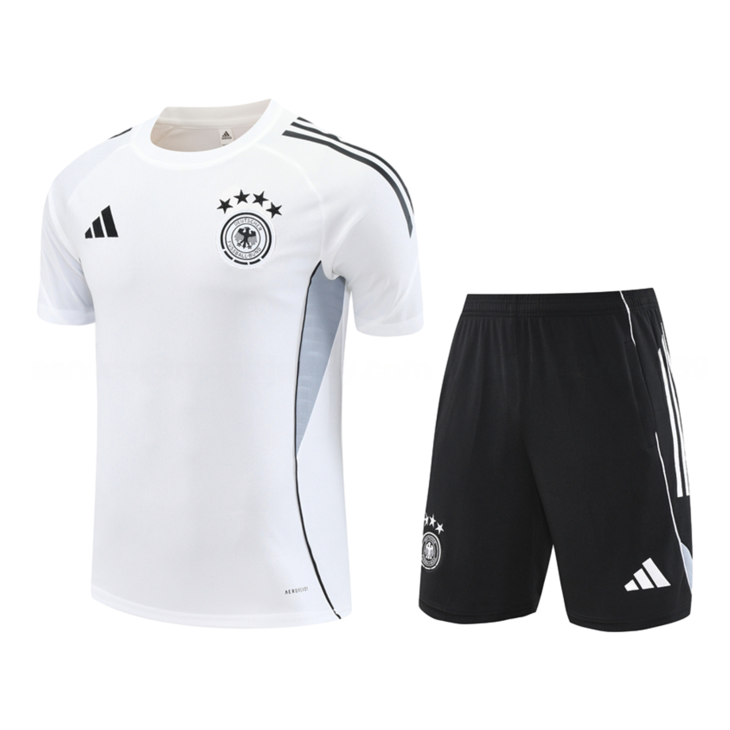 Germany 25-26 Short-Sleeve Training Set - White Top & Black Shorts - JerseysGala