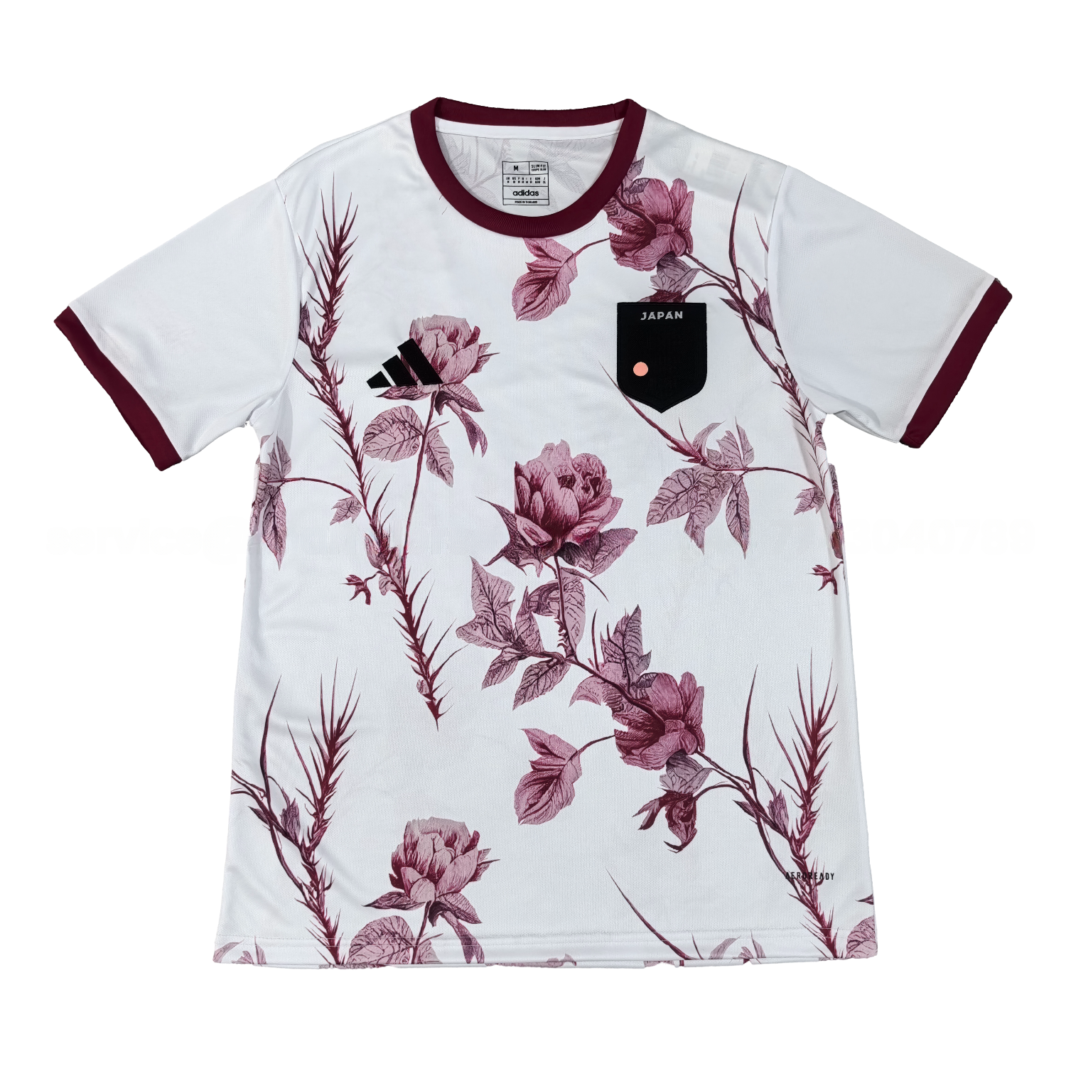 Japan 25-26 Red Flowers White Jersey - Fans Version - JerseysGala