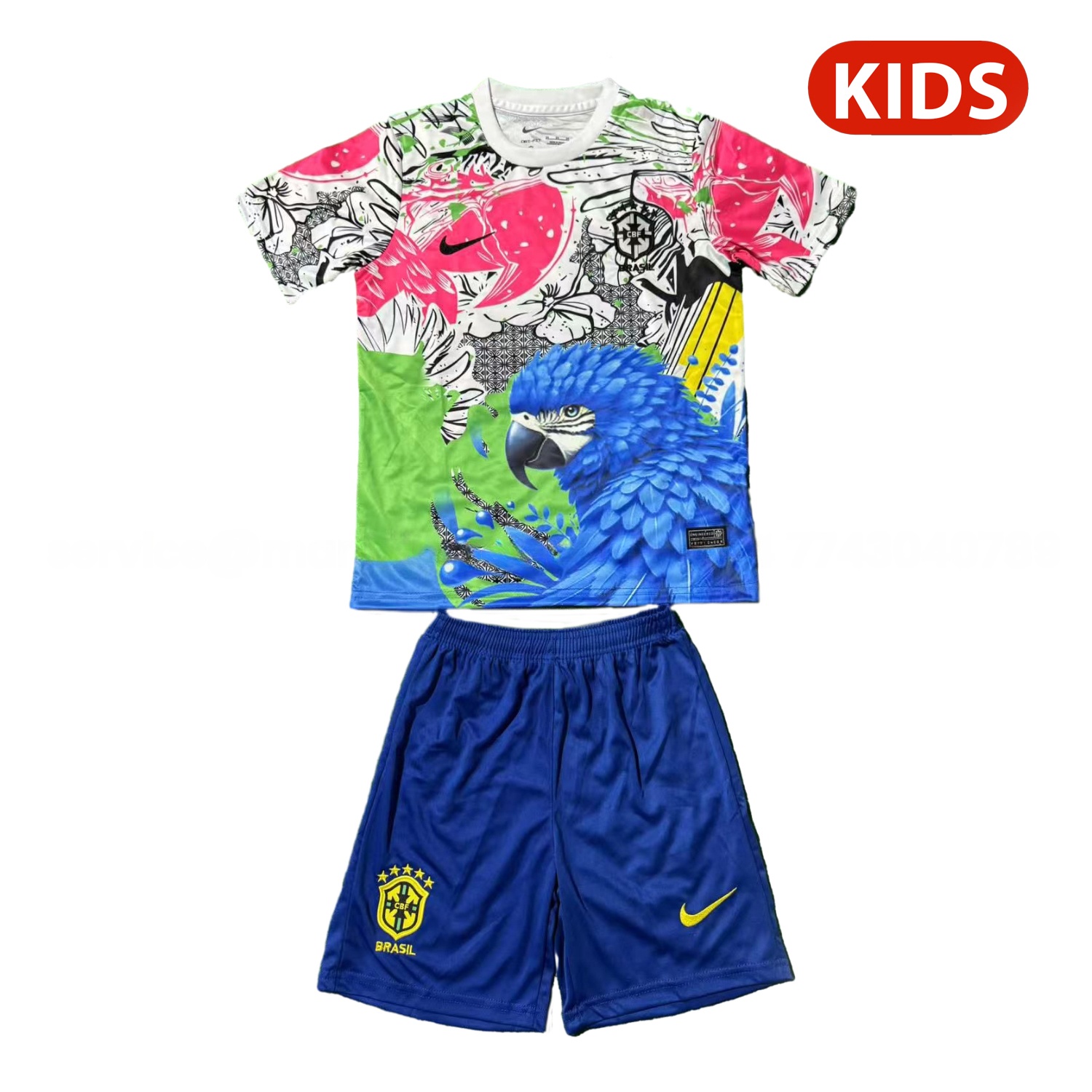 Brazil 25-26 Red Parrot Special Kids Kit - JerseysGala
