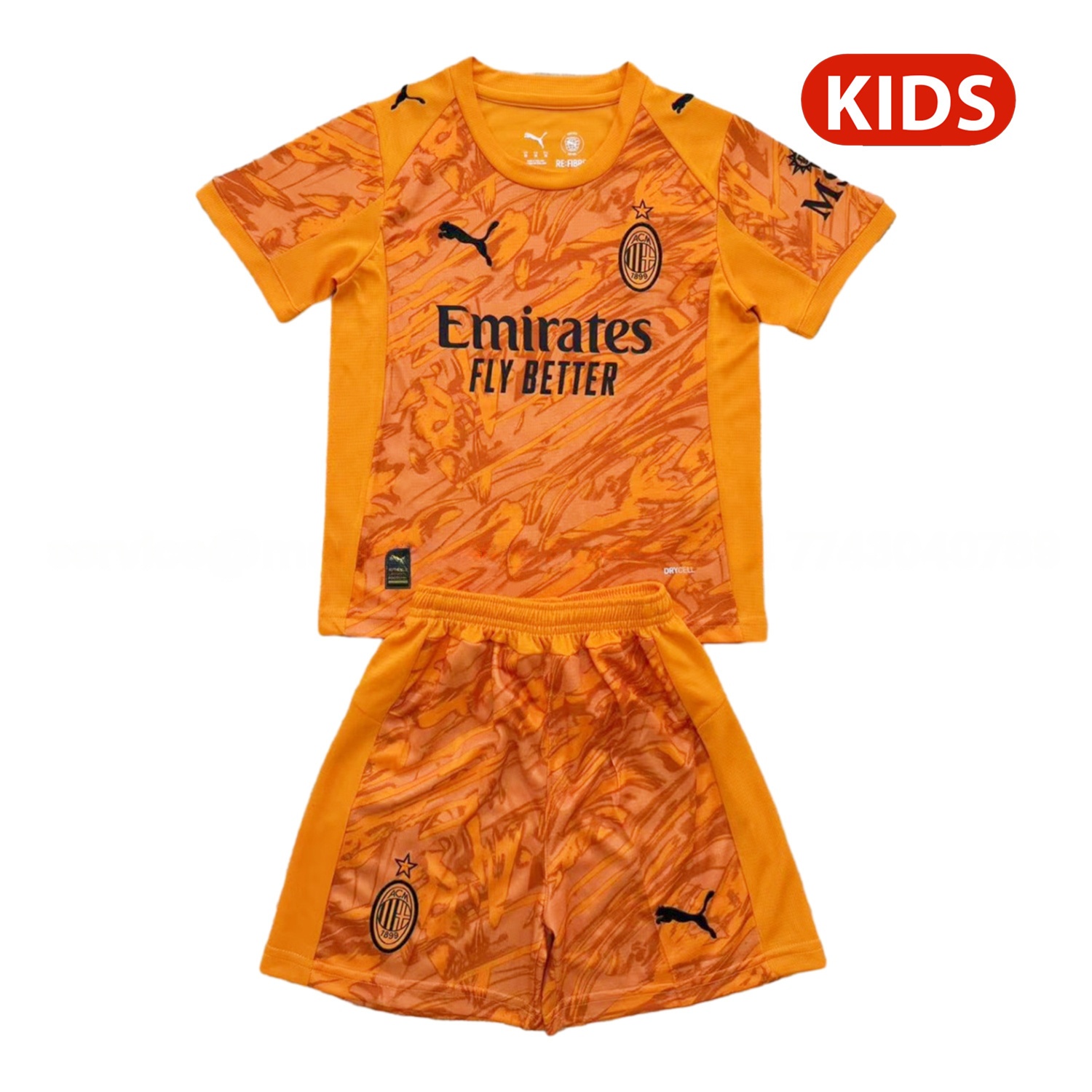 AC Milan 25-26 Orange Goalkeeper Kids Kit - JerseysGala