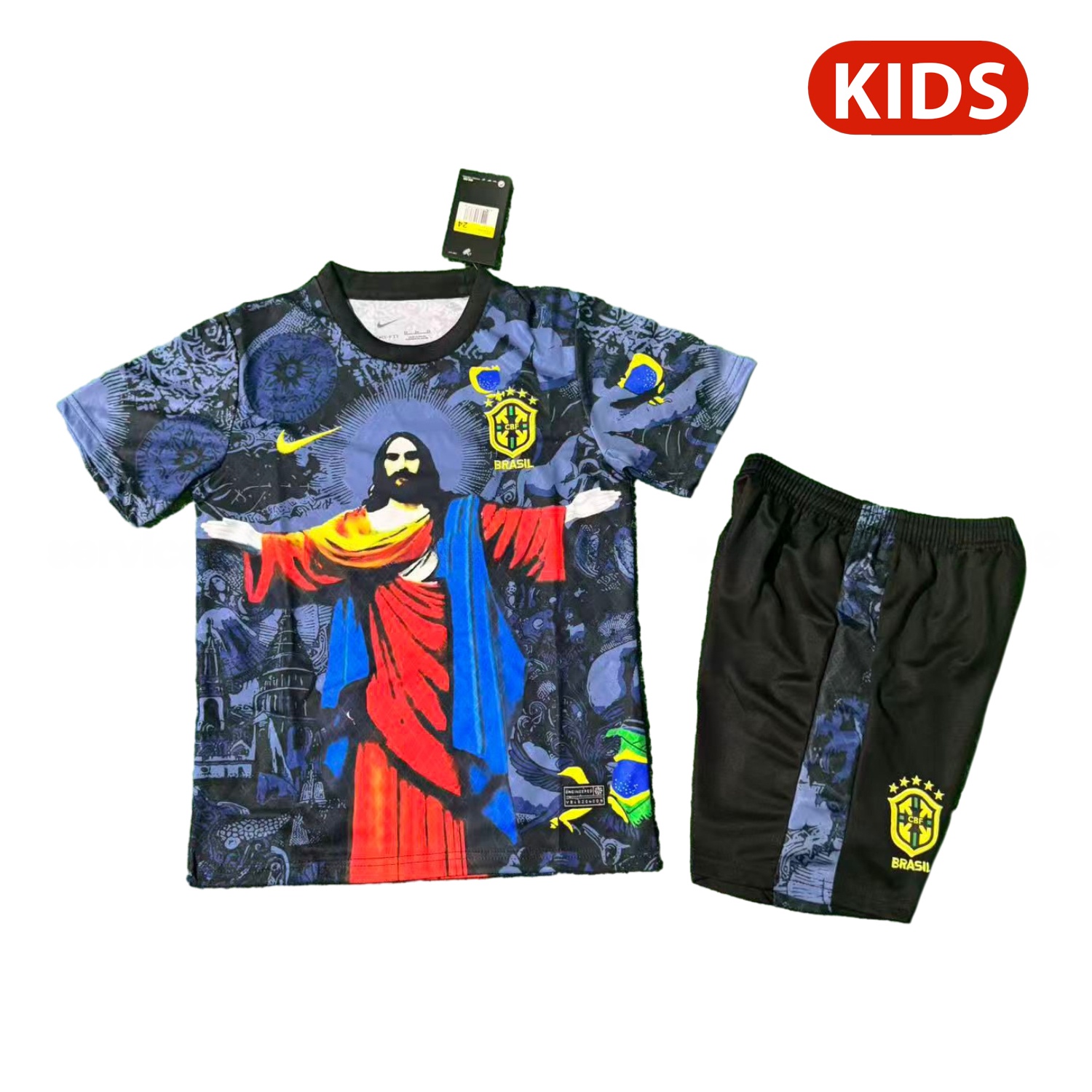 Brazil 25-26 Red Jesus Purple Special Kids Kit - JerseysGala