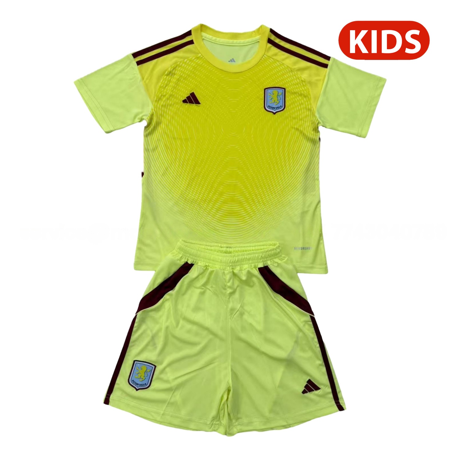 Aston Villa 25-26 Yellow Unsponsored Goalkeeper Kids Kit - JerseysGala