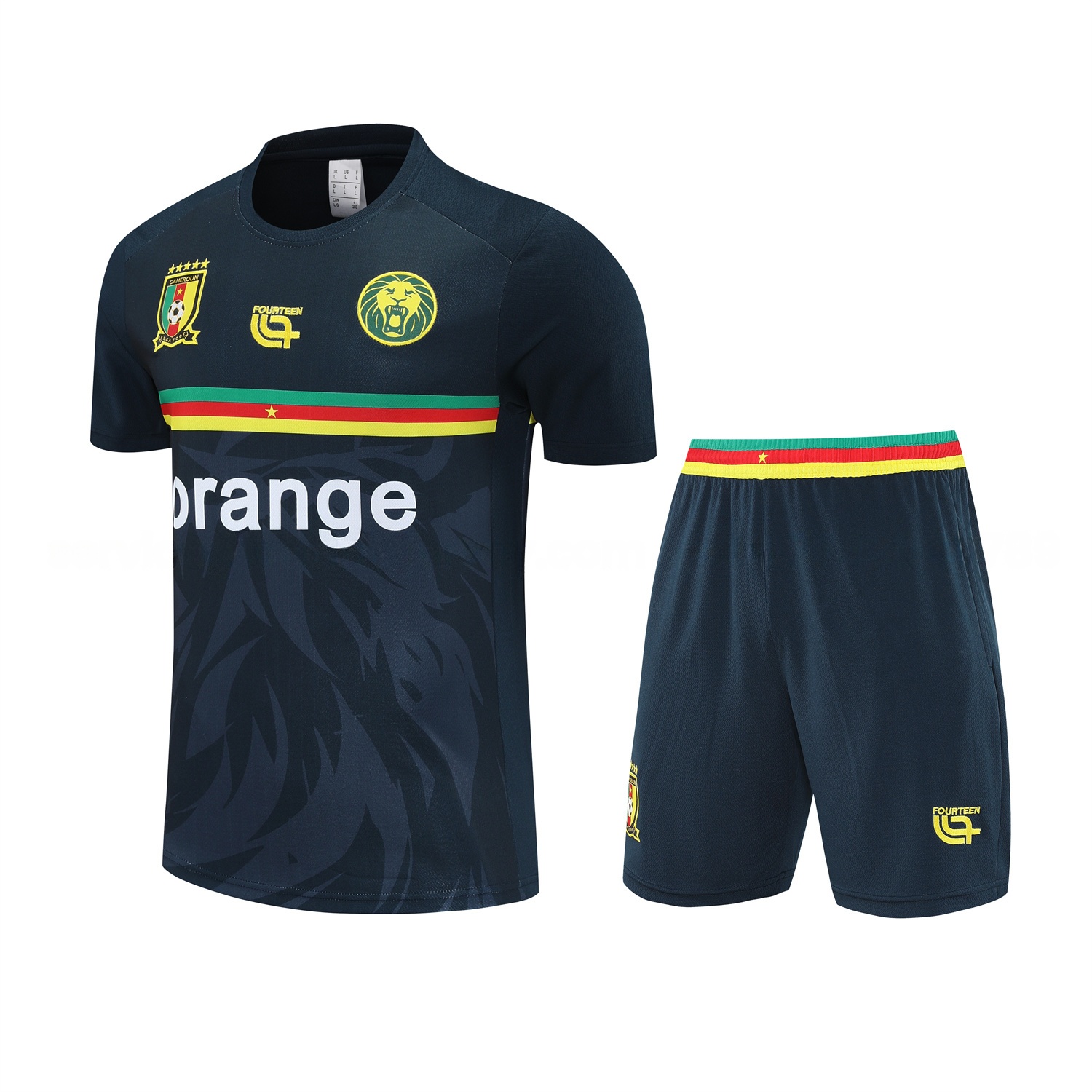 Cameroon 25-26 Short-Sleeve Training Set - Deep Blue Top and Shorts - JerseysGala