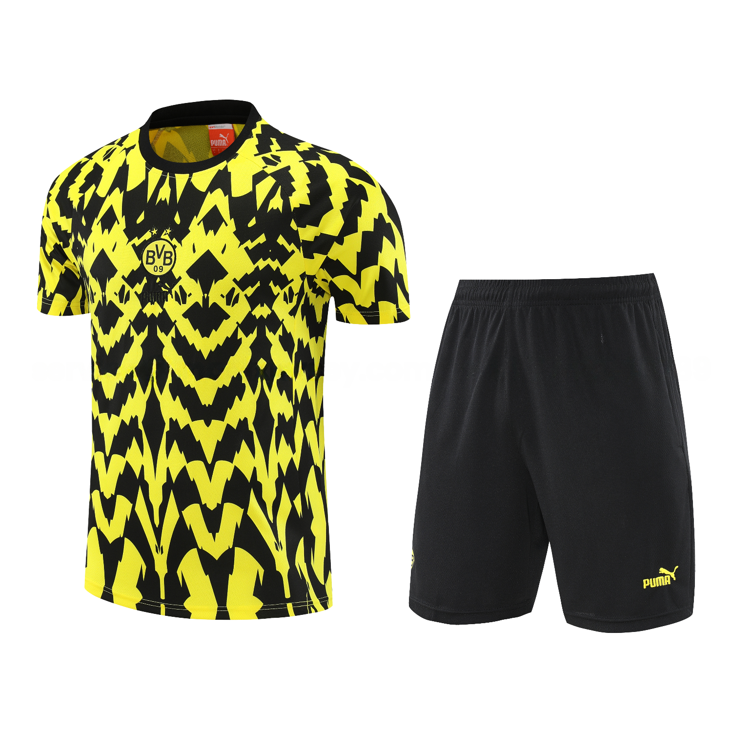 Dortmund 25-26 Short-Sleeve Training Set - Yellow Top & Black Shorts - JerseysGala