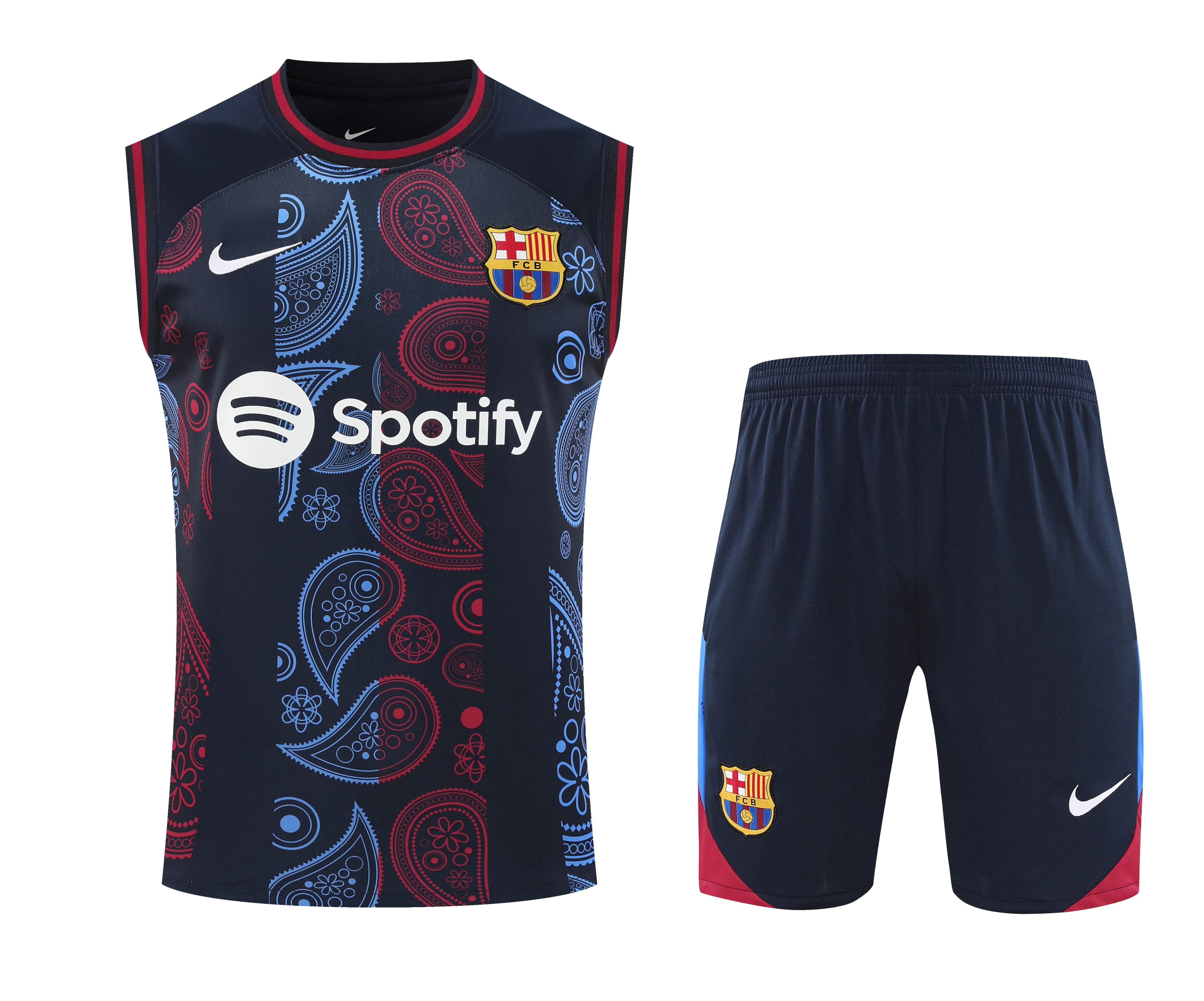 Barcelona 24-25 Training Vest Suit - Blue with Pattern - JerseysGala