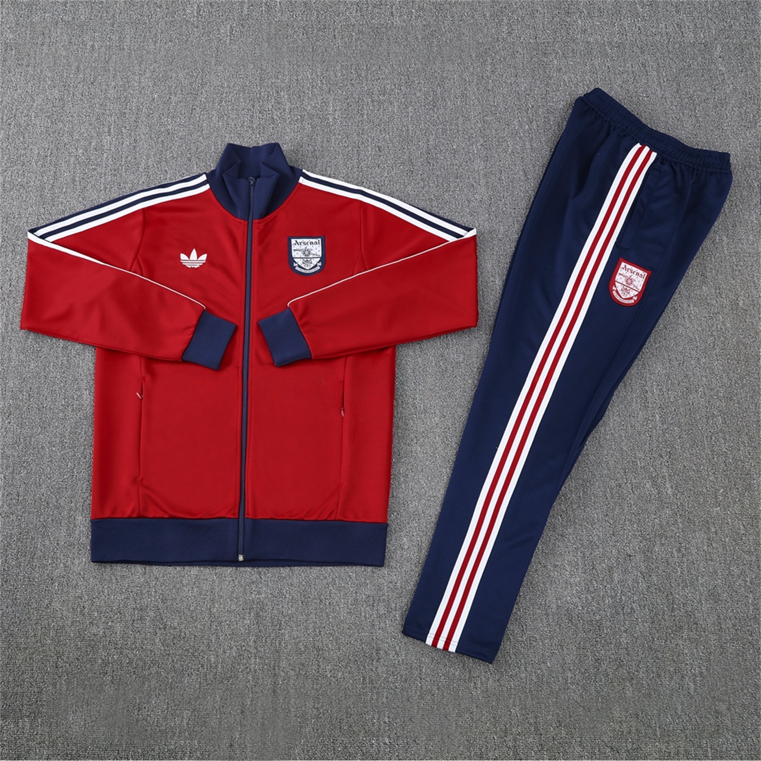 Arsenal 24-25 Throwback Jacket Training Tracksuit - Red Jackets & Blue Pants - JerseysGala