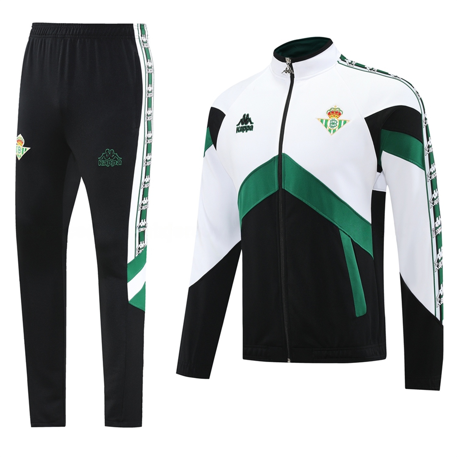 Real Betis 25-26 Jacket Training Tracksuit - Green White Black Throwback Jackets & Black Pants - JerseysGala