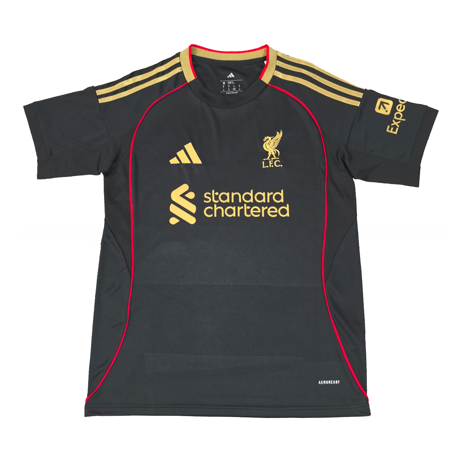 Liver.pool 25-26 Black Gold Special Jersey with Red Lines - Fans Version - JerseysGala