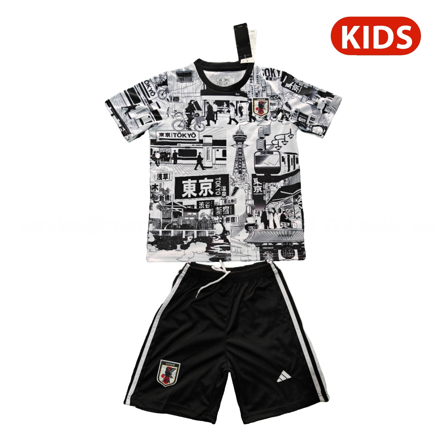Japan 25-26 Tokyo City Appearance White And Black Special Kids Kit - JerseysGala