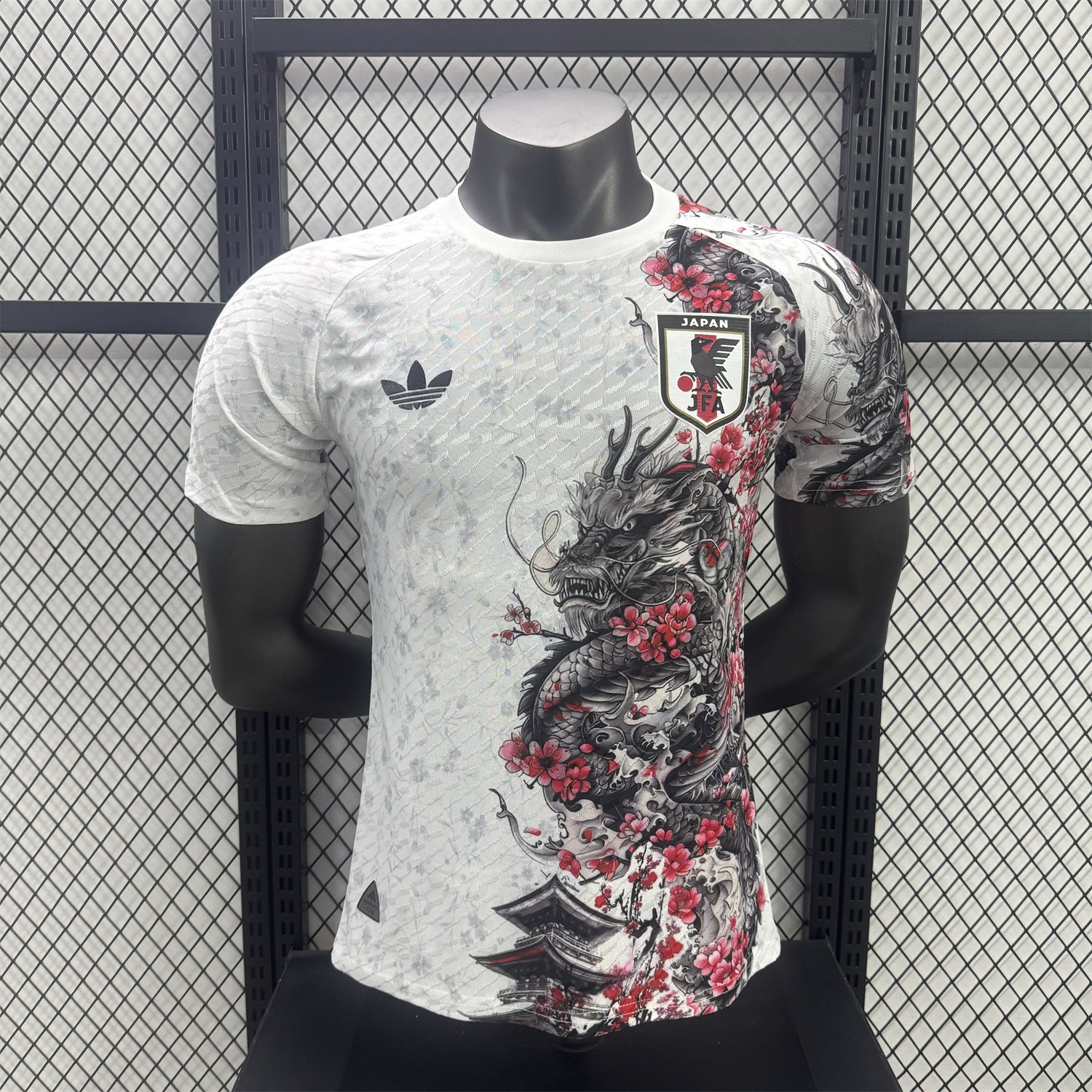 Japan 25-26 Black Dragon And Flowers White Special Jersey - Player Version - JerseysGala