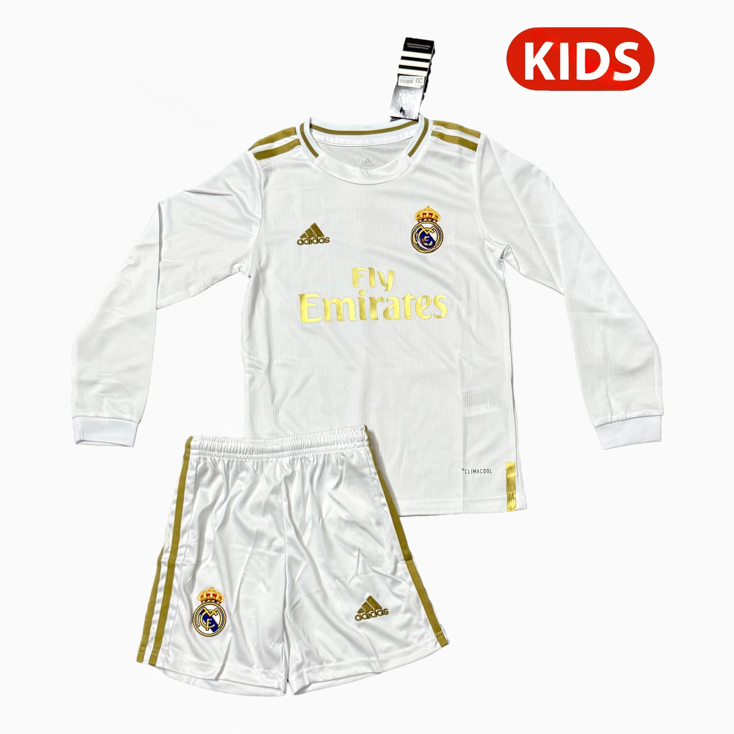 Retro Real Madrid 19-20 Home Long Sleeves Kids Kit - JerseysGala