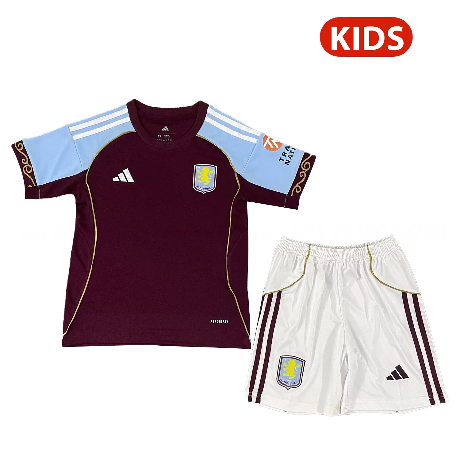 Aston Villa 25-26 Home Unsponsored Kids Kit - JerseysGala