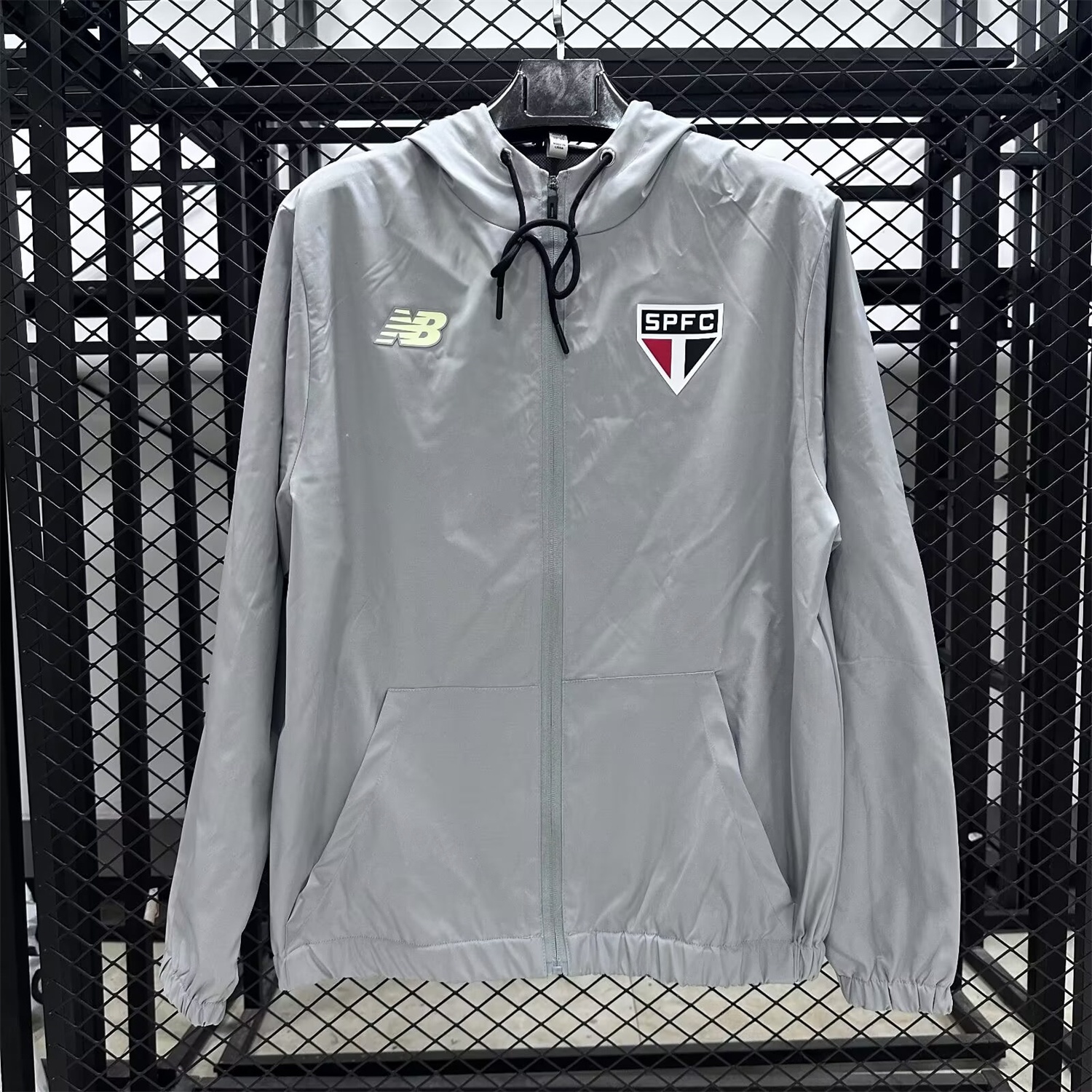 Sao Paulo 25-26 Throwback Windbreaker Jacket - Grey - JerseysGala