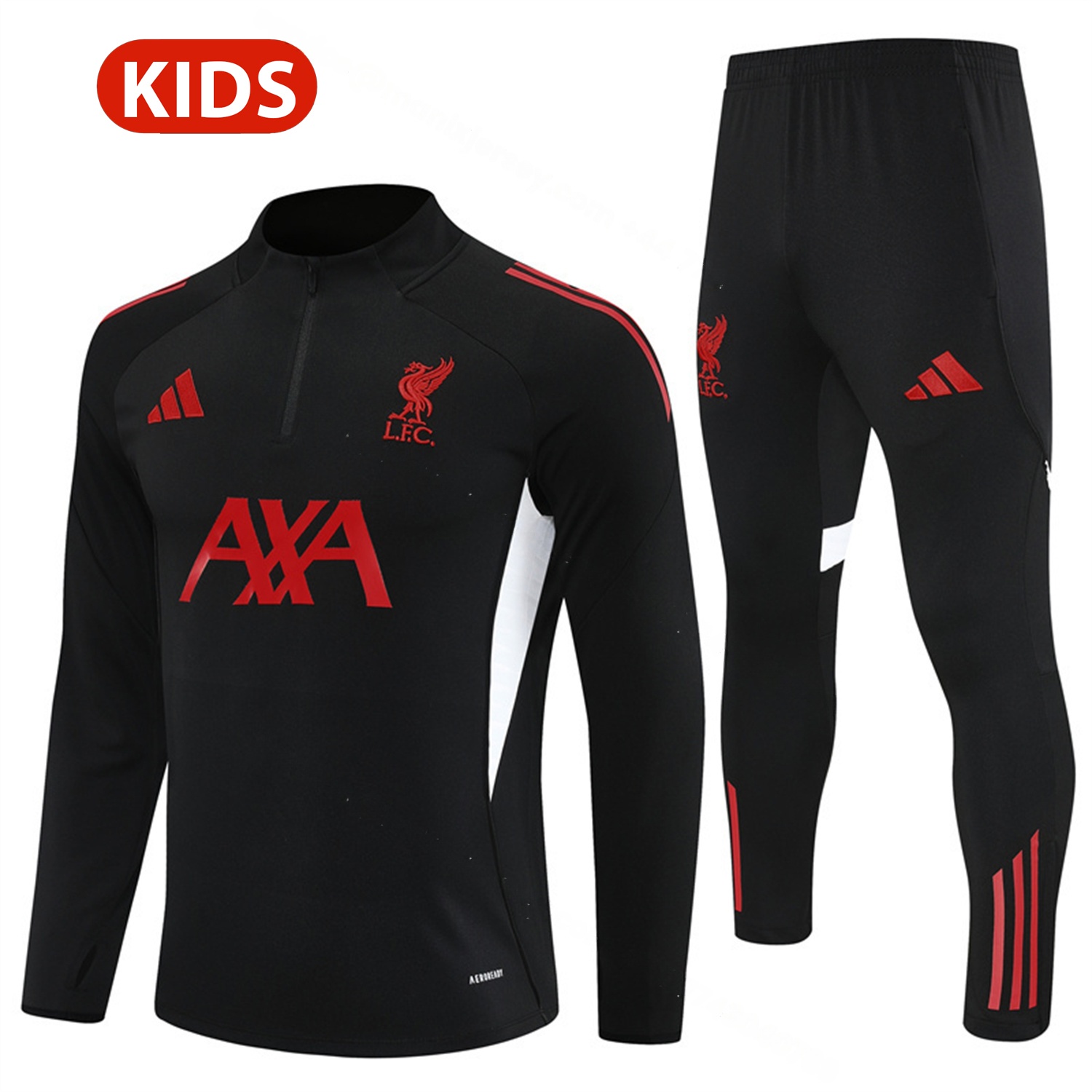 Liver.pool 25-26 Kids Long Sleeve Training Set - Black Top & Black Pants - JerseysGala