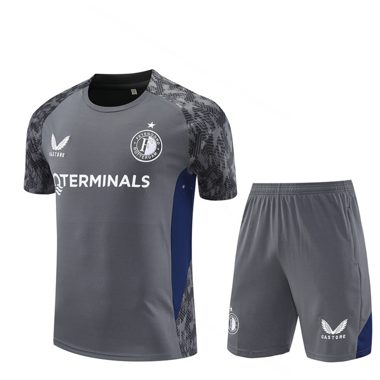 Feyenoord 25-26 Short-Sleeve Training Set - Dark Gray Top & Dark Gray Shorts - JerseysGala