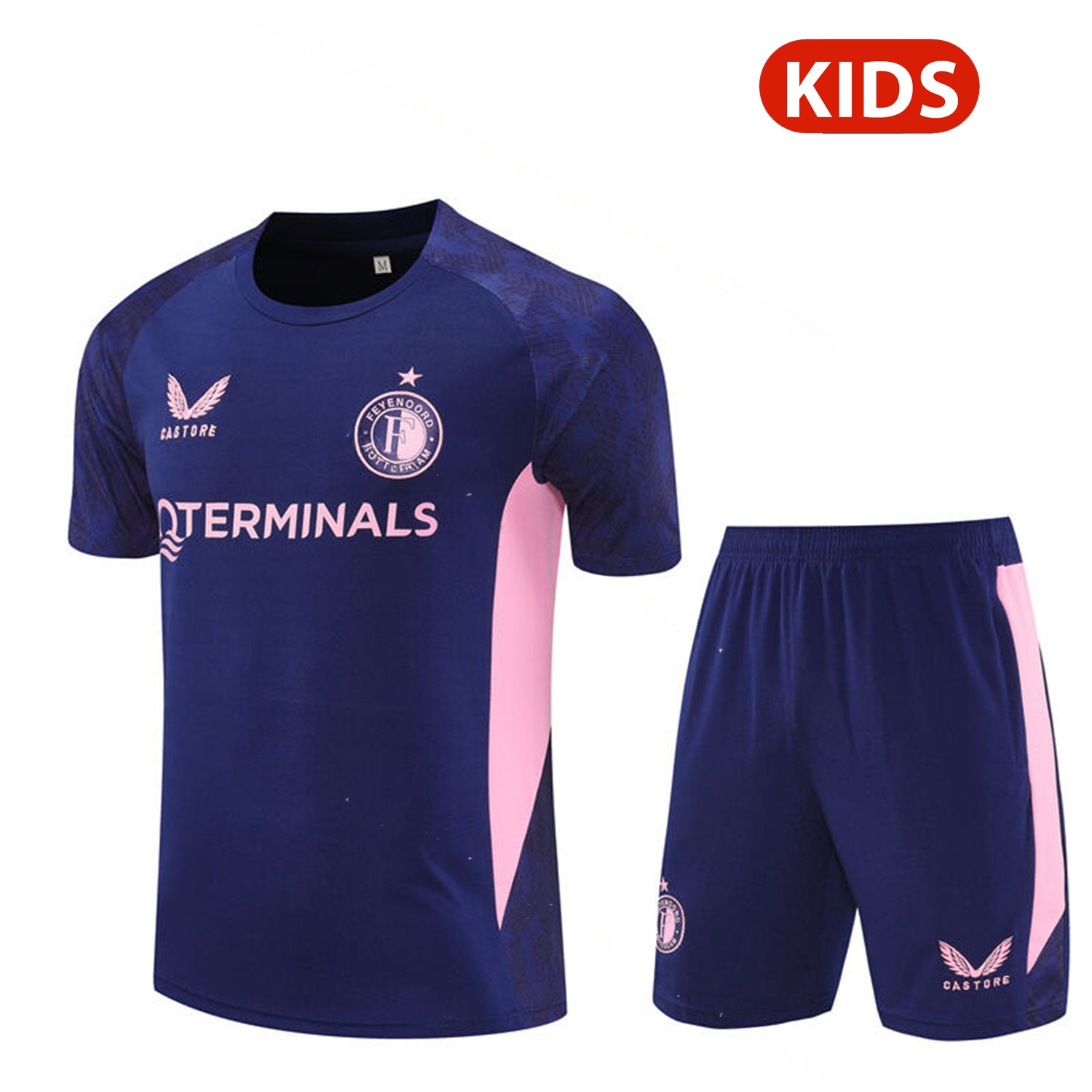 Feyenoord 25-26 Kids Short-Sleeve Training Set - Royal Blue Top & Royal Blue Shorts - JerseysGala