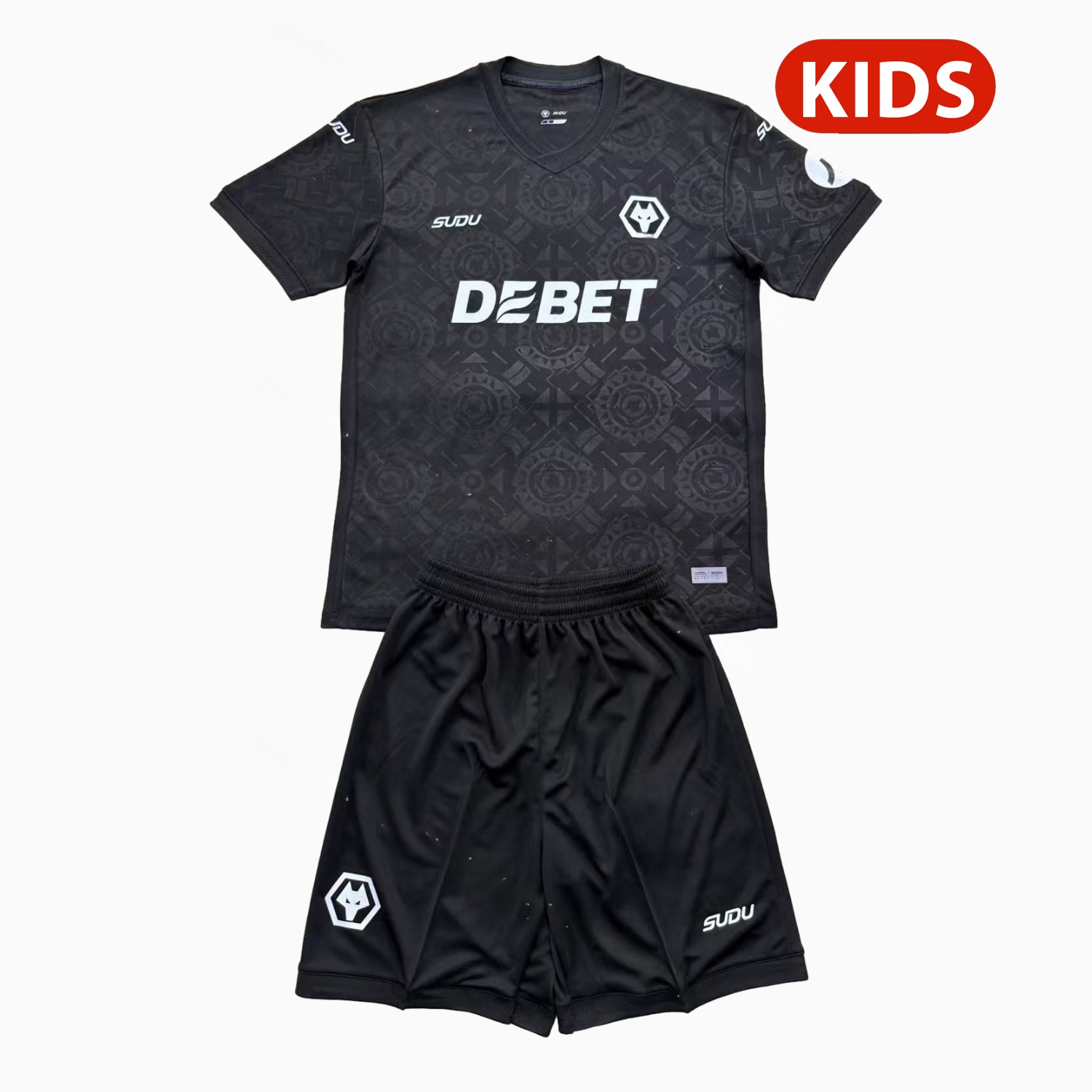 Wolverhampton Wanderers Wolves 25-26 Black Goalkeeper Kids Kit - JerseysGala