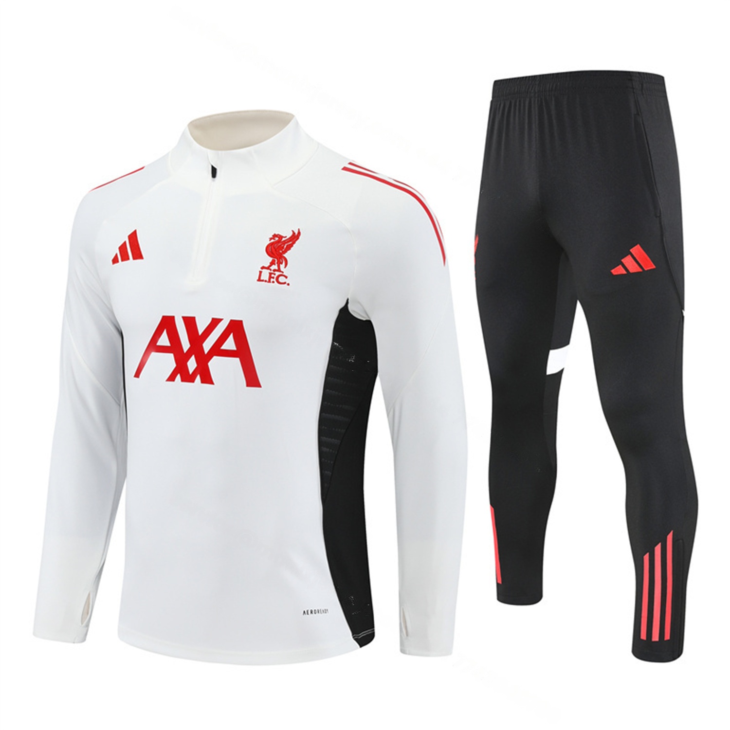 Liver.pool 25-26 Long Sleeve Training Set - White Top & Black Pants - JerseysGala